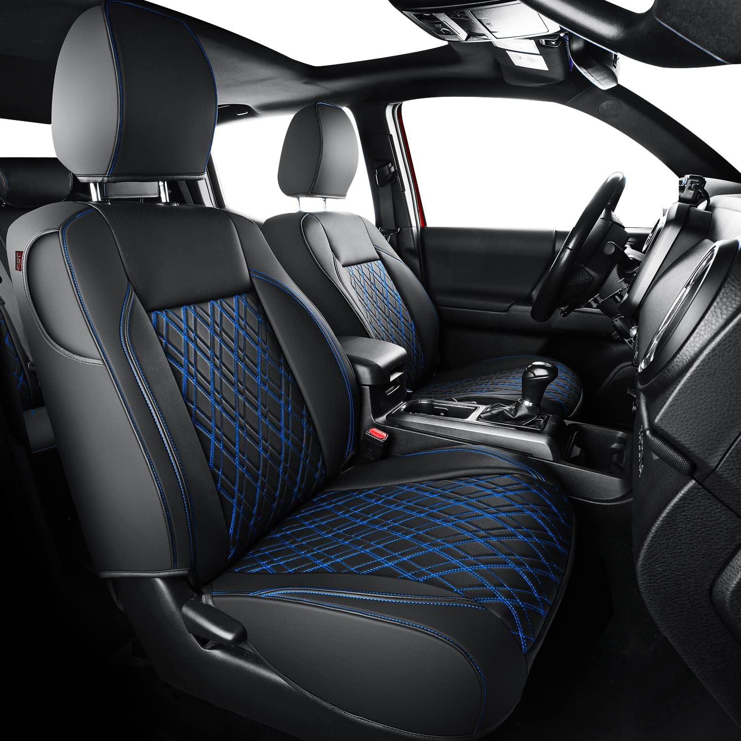 LUCKYMAN CLUB Tacoma Seat Covers, Fit for 2016-2025 Tacoma Crew Double Cab SR SR5 TRD Sport TRD Off-Road TRD PRO and SR SR5 TRD Sport TRD Off-Road TRD PRO Limited with Water Proof Faux Leather
