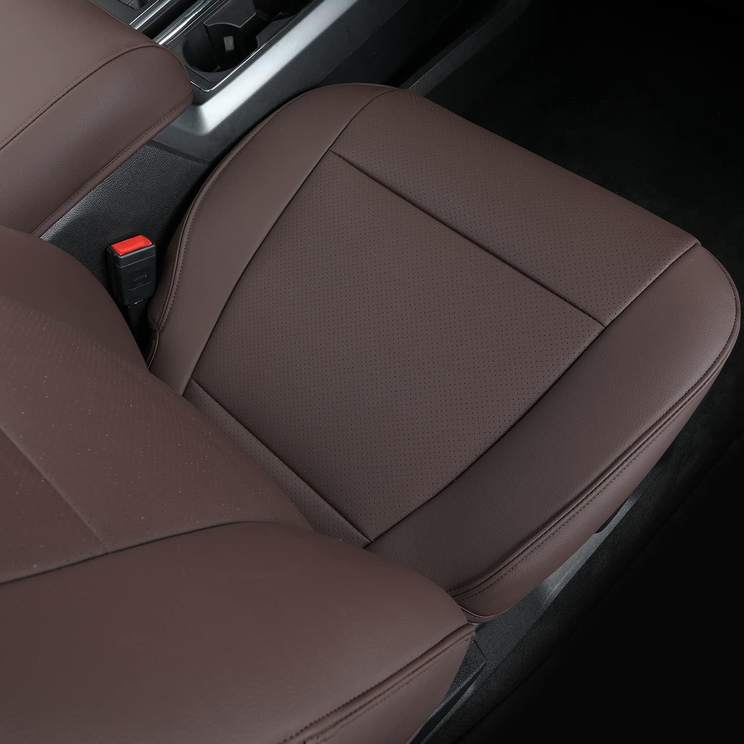 LUCKYMANCLUB F150 Faux-ledaj Sidlokoj, Propre konvenaj 2015-2024 Ford F150 SuperCrew, kaj 2017-2024 F250 F350 F450 Super Duty Crew Cab