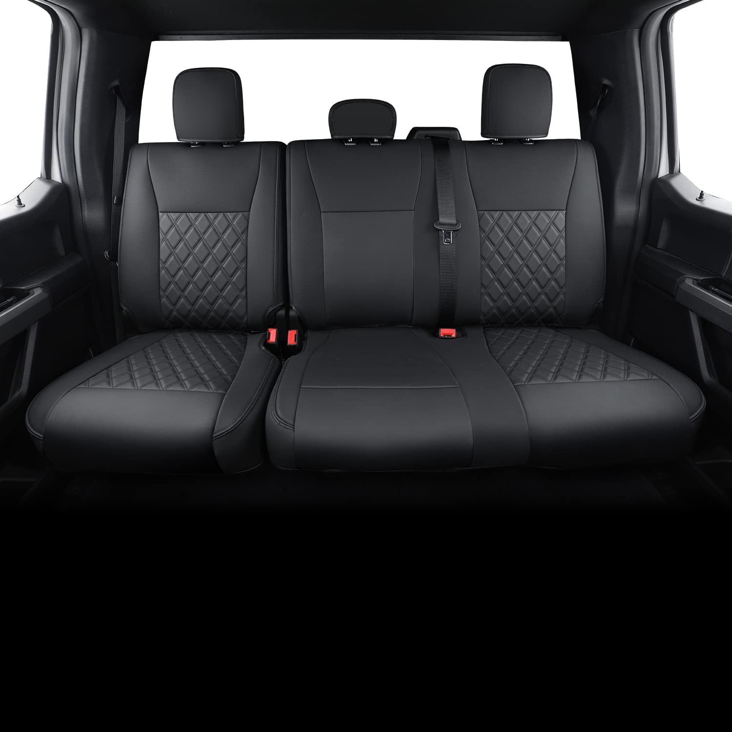 LUCKYMAN CLUB F150 SuperCrew 2009-2025 Custom Pickup Car Truck Seat Covers XLT, Waterproof Faux Leather, Full Coverage, Also Fit 2010-2025 F250/F350/F450