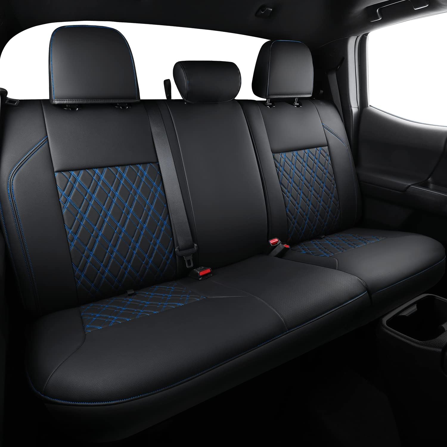 LUCKYMAN CLUB Tacoma Seat Covers, Fit for 2016-2025 Tacoma Crew Double Cab SR SR5 TRD Sport TRD Off-Road TRD PRO and SR SR5 TRD Sport TRD Off-Road TRD PRO Limited with Water Proof Faux Leather