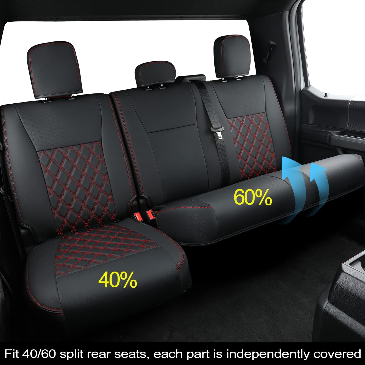 LUCKYMAN CLUB F150 SuperCrew 2009-2025 Custom Pickup Car Truck Seat Covers XLT, Waterproof Faux Leather, Full Coverage, Also Fit 2010-2025 F250/F350/F450