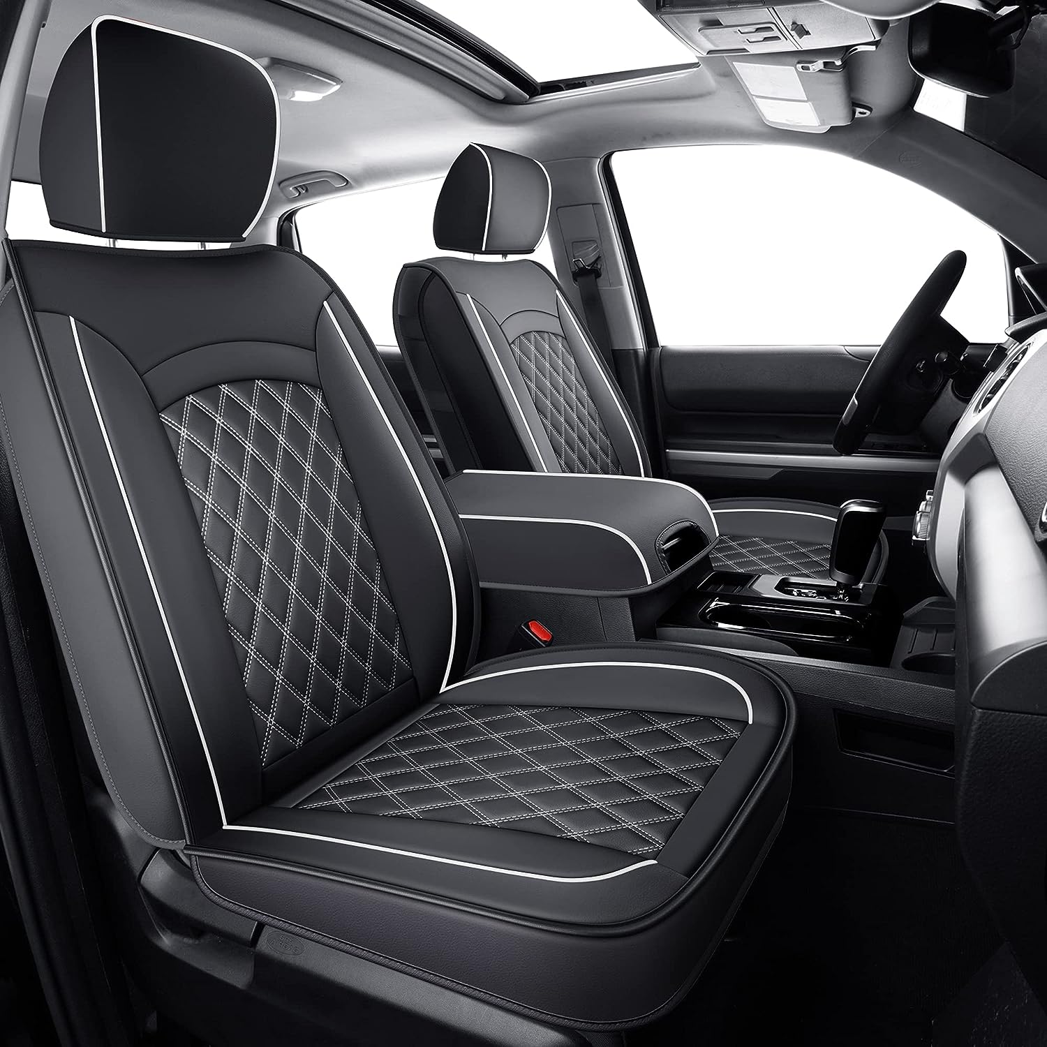 LUCKYMAN CLUB F150 Fauxledaj Sidlokoj Konvenaj por 2015-2024 F150 SuperCrew kaj 2017-2024 F250 F350 F450 Super Duty Crew Cab Pickup Trucks