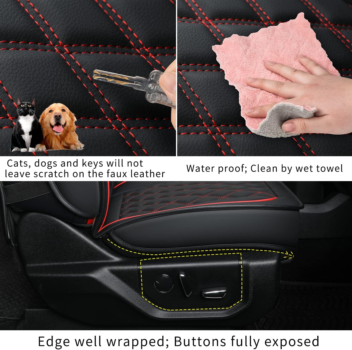 LUCKYMAN CLUB F150 Fauxledaj Sidlokoj Konvenaj por 2015-2024 F150 SuperCrew kaj 2017-2024 F250 F350 F450 Super Duty Crew Cab Pickup Trucks