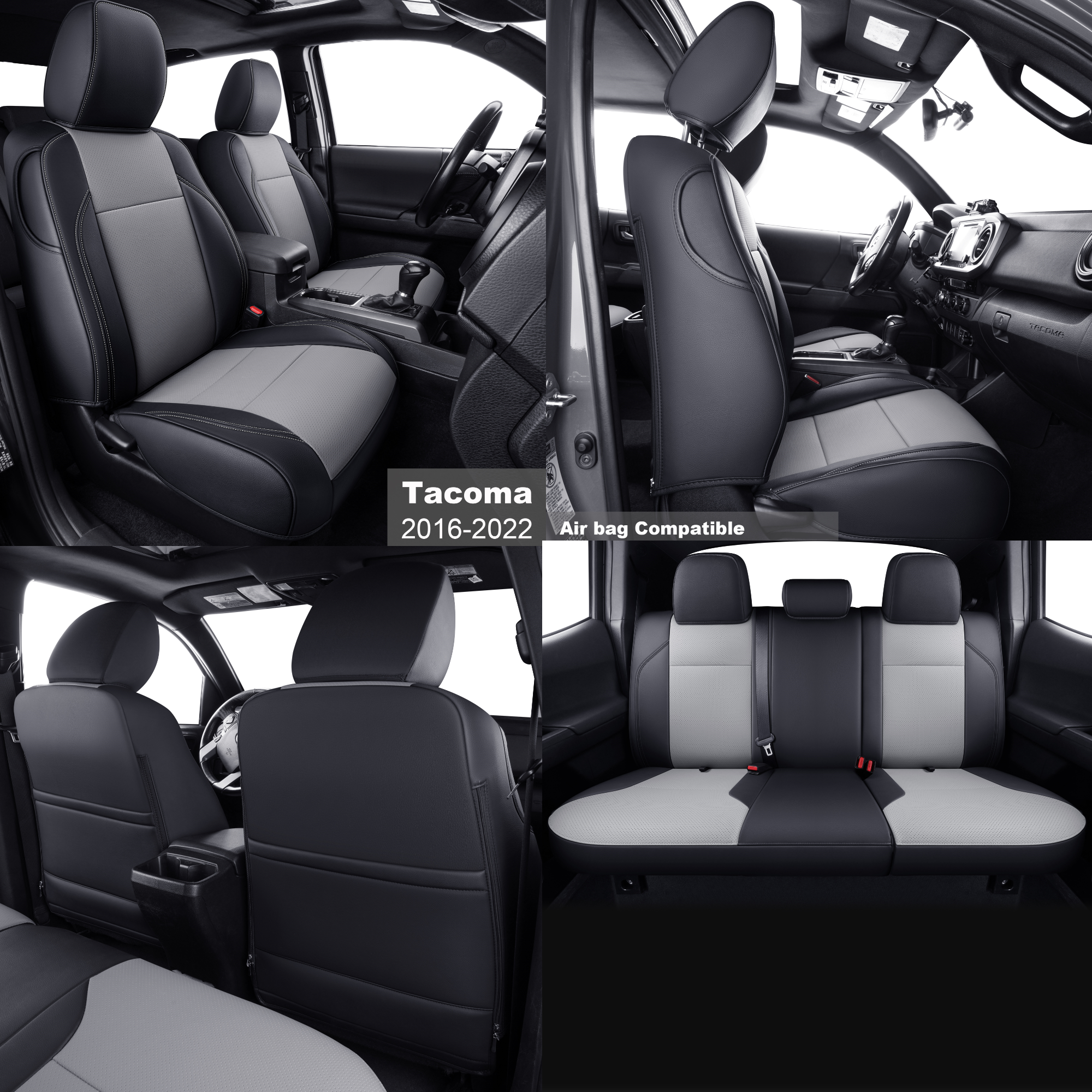 LUCKYMAN CLUB Tacoma Custom Fit Seat Covers For 2016-2025 Tacoma Crew Cab / Extended Cab SR SR5 TRD Sport TRD Off-Road TRD PRO Limited with Faux Leather
