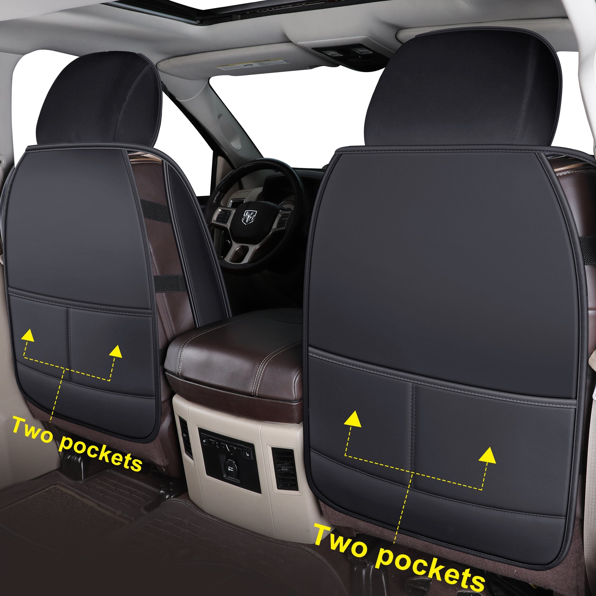 LUCKYMAN CLUB Ram 1500-Sitzbezüge vorn und hinten, auch passend für die Minderheit der 2006-2020 Ram 2500 3500 Crew Cab&Quad Cab Pickup, mit Kunstleder