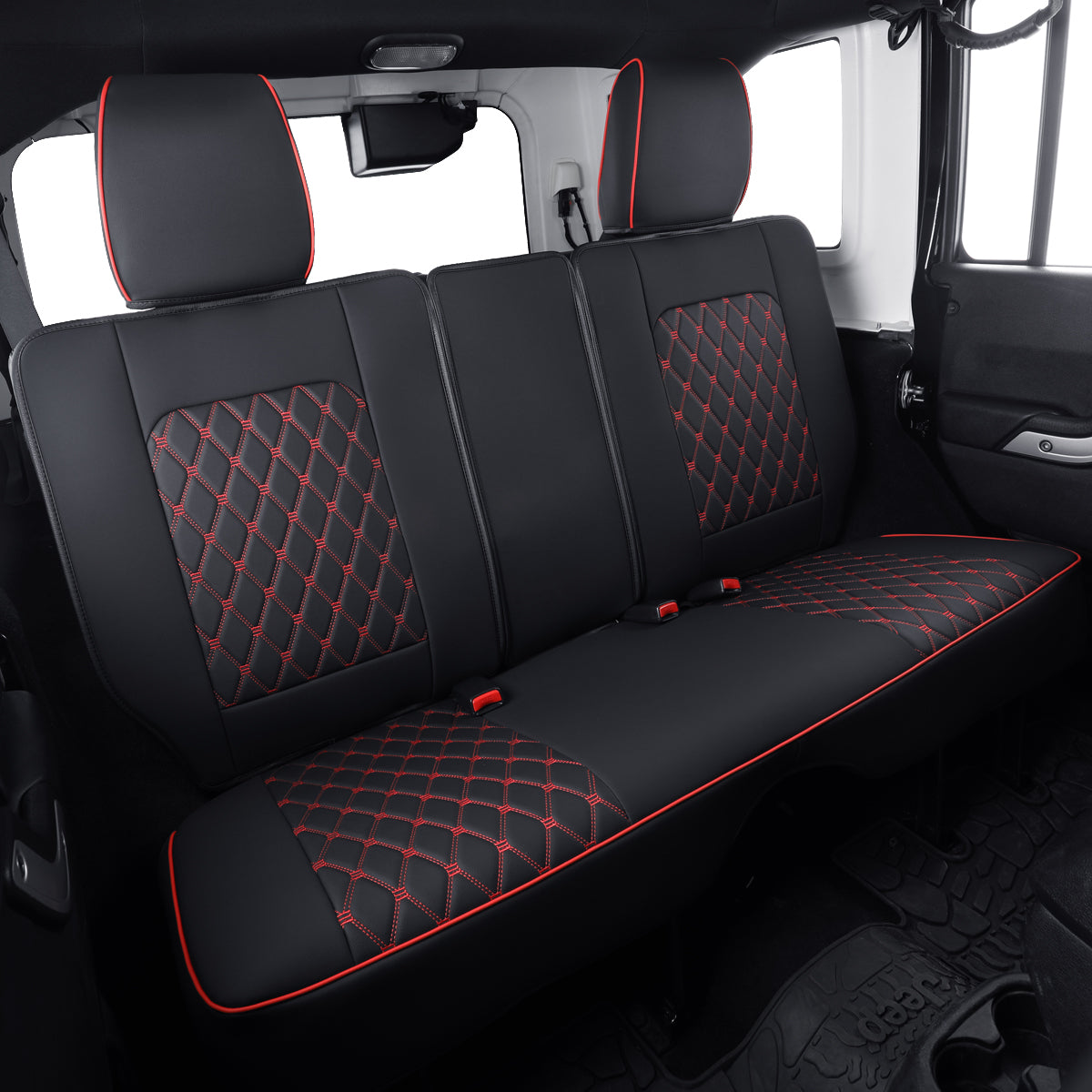 LUCKYMAN KLUBO Jeep Wrangler JK JL Antaŭaj Seĝaj Kovriloj Propra Fit 2/4 Pordo 2007-2024 Senlima Rubikono 392 Sahara Willys Sport Alta Altitudo Kamiono Kamiono Akvorezista Ledo