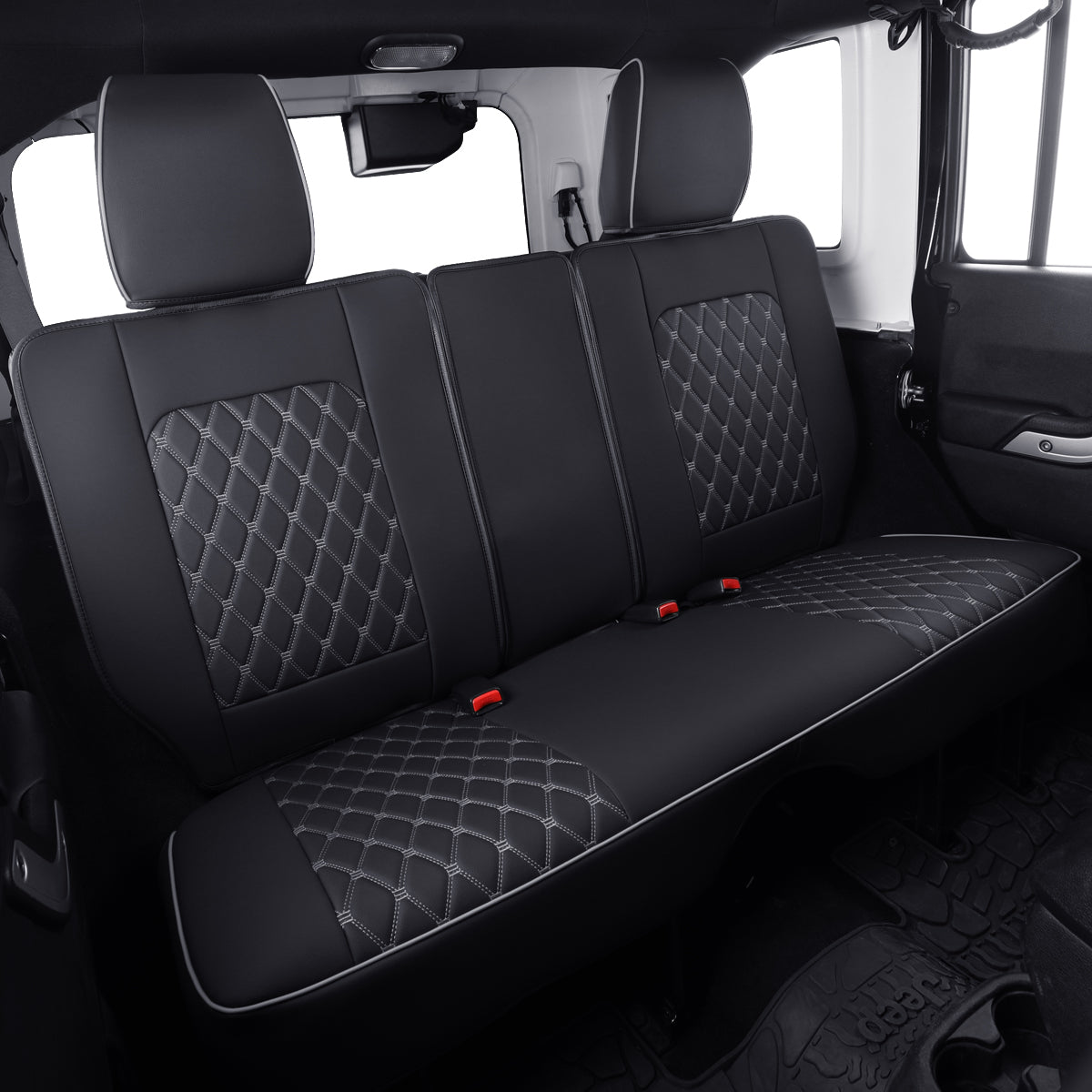 LUCKYMAN KLUBO Jeep Wrangler JK JL Antaŭaj Seĝaj Kovriloj Propra Fit 2/4 Pordo 2007-2024 Senlima Rubikono 392 Sahara Willys Sport Alta Altitudo Kamiono Kamiono Akvorezista Ledo