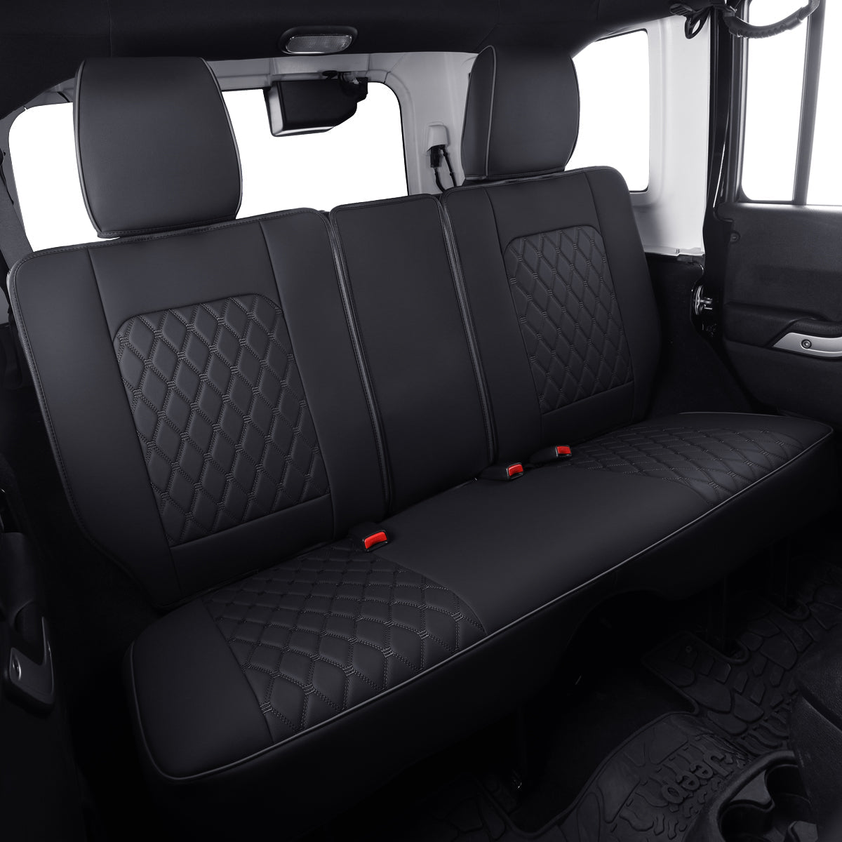 LUCKYMAN KLUBO Jeep Wrangler JK JL Antaŭaj Seĝaj Kovriloj Propra Fit 2/4 Pordo 2007-2024 Senlima Rubikono 392 Sahara Willys Sport Alta Altitudo Kamiono Kamiono Akvorezista Ledo