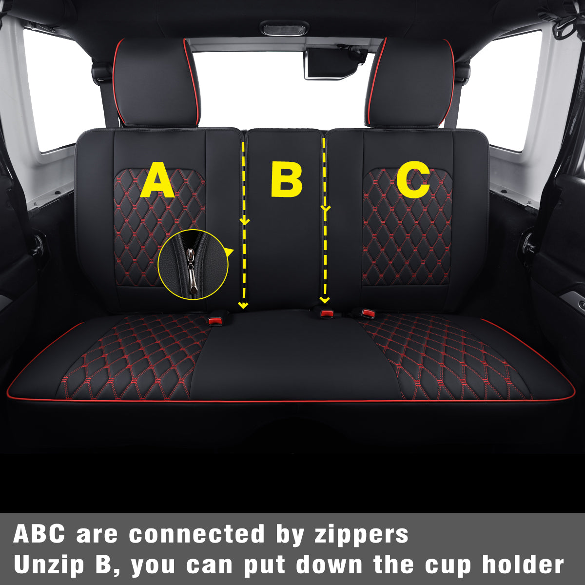 LUCKYMAN KLUBO Jeep Wrangler JK JL Antaŭaj Seĝaj Kovriloj Propra Fit 2/4 Pordo 2007-2024 Senlima Rubikono 392 Sahara Willys Sport Alta Altitudo Kamiono Kamiono Akvorezista Ledo