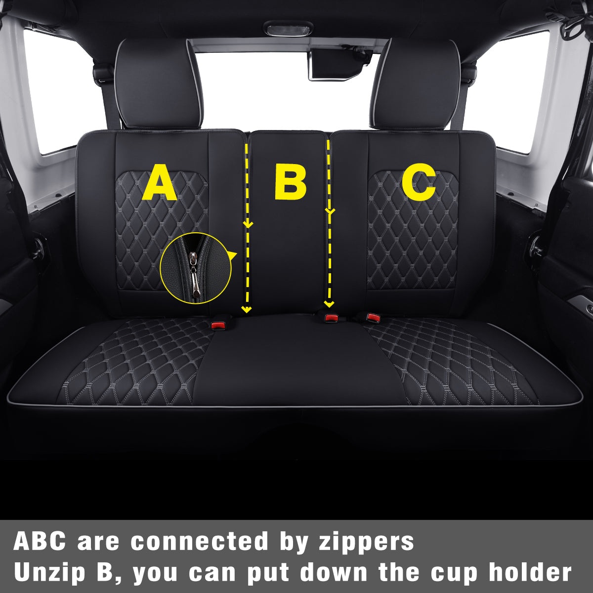 LUCKYMAN KLUBO Jeep Wrangler JK JL Antaŭaj Seĝaj Kovriloj Propra Fit 2/4 Pordo 2007-2024 Senlima Rubikono 392 Sahara Willys Sport Alta Altitudo Kamiono Kamiono Akvorezista Ledo