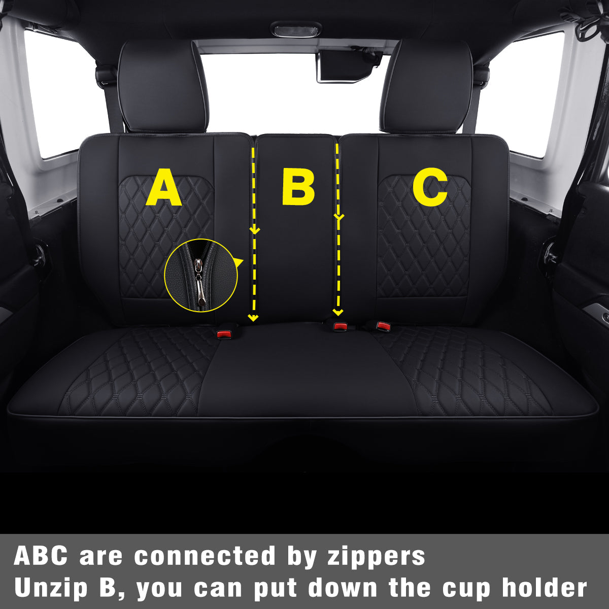 LUCKYMAN KLUBO Jeep Wrangler JK JL Antaŭaj Seĝaj Kovriloj Propra Fit 2/4 Pordo 2007-2024 Senlima Rubikono 392 Sahara Willys Sport Alta Altitudo Kamiono Kamiono Akvorezista Ledo