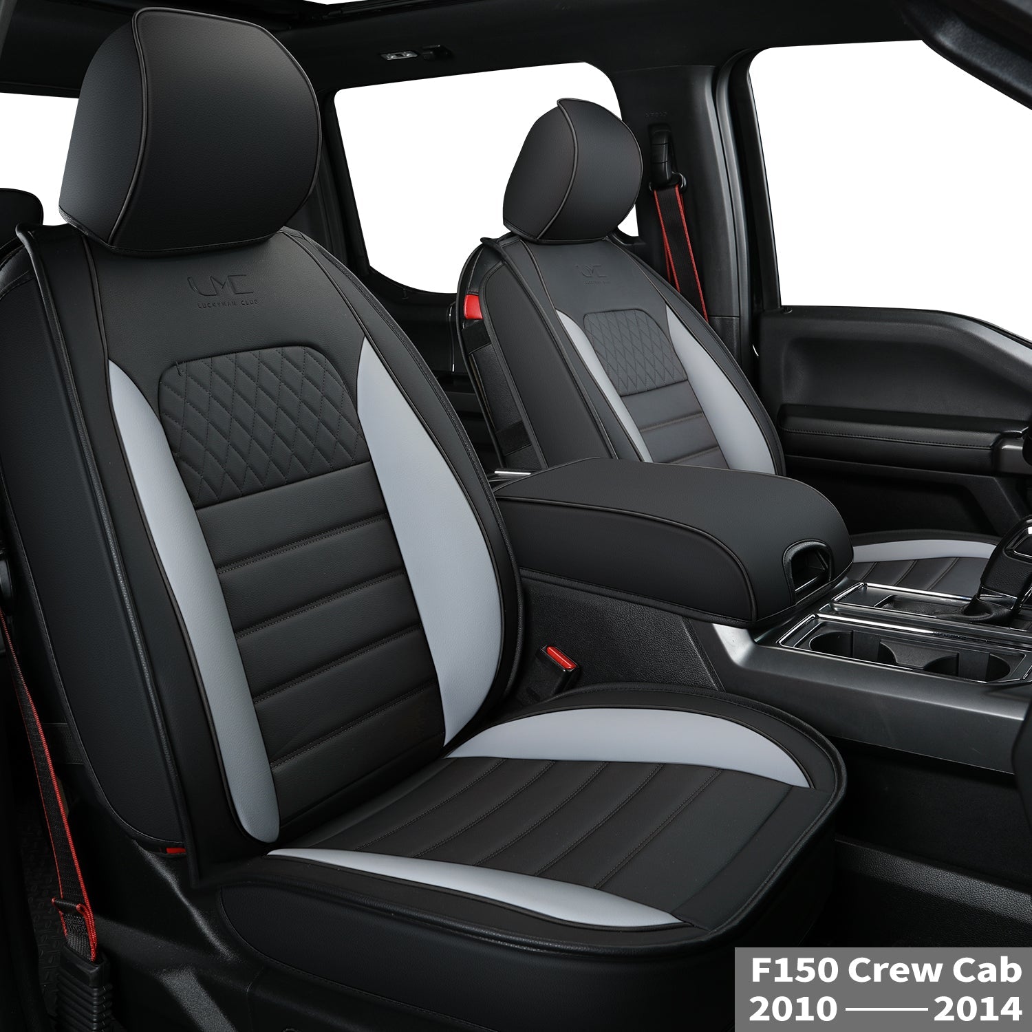 LUCKYMAN KLUBO Por F150 Faux-Ledaj Sidlokoj, Por F150 2009-2024 Super Crew Super Cab Regular Cab 2017-2023 Por F250 F350 F450 Super Duty Crew Cab