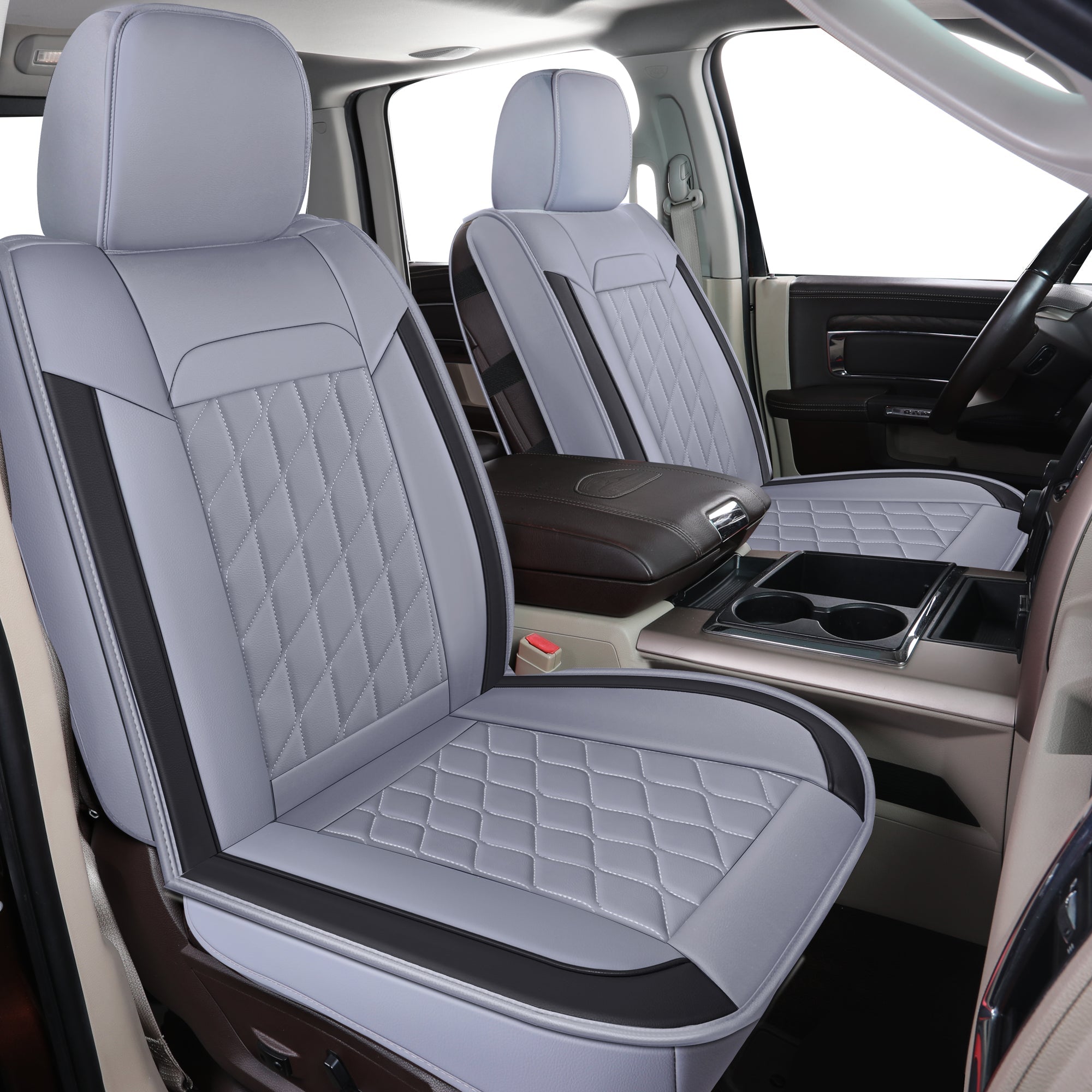 LUCKYMAN CLUB Ram 1500-Sitzbezüge vorn und hinten, auch passend für die Minderheit der 2006-2020 Ram 2500 3500 Crew Cab&Quad Cab Pickup, mit Kunstleder