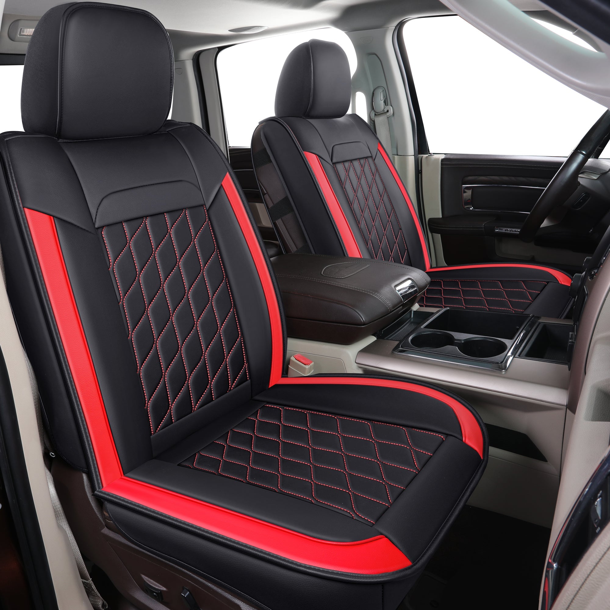 LUCKYMAN CLUB Ram 1500 Seat Covers Front and Back, Also Fit for Minority of The 2006-2020 Ram 2500 3500 Crew Cab& Quad Cab Pickup, with Faux Leather