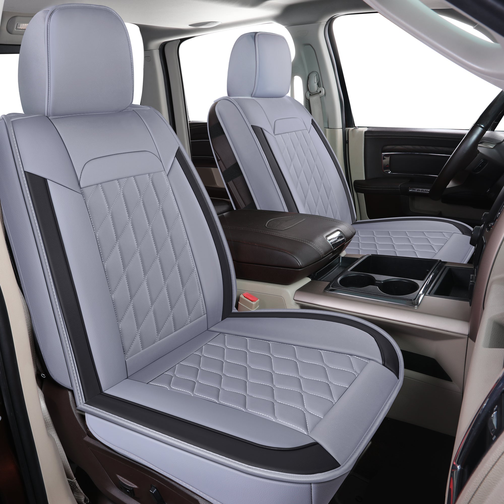 LUCKYMAN CLUB Ram 1500-Sitzbezüge vorn und hinten, auch passend für die Minderheit der 2006-2020 Ram 2500 3500 Crew Cab&Quad Cab Pickup, mit Kunstleder