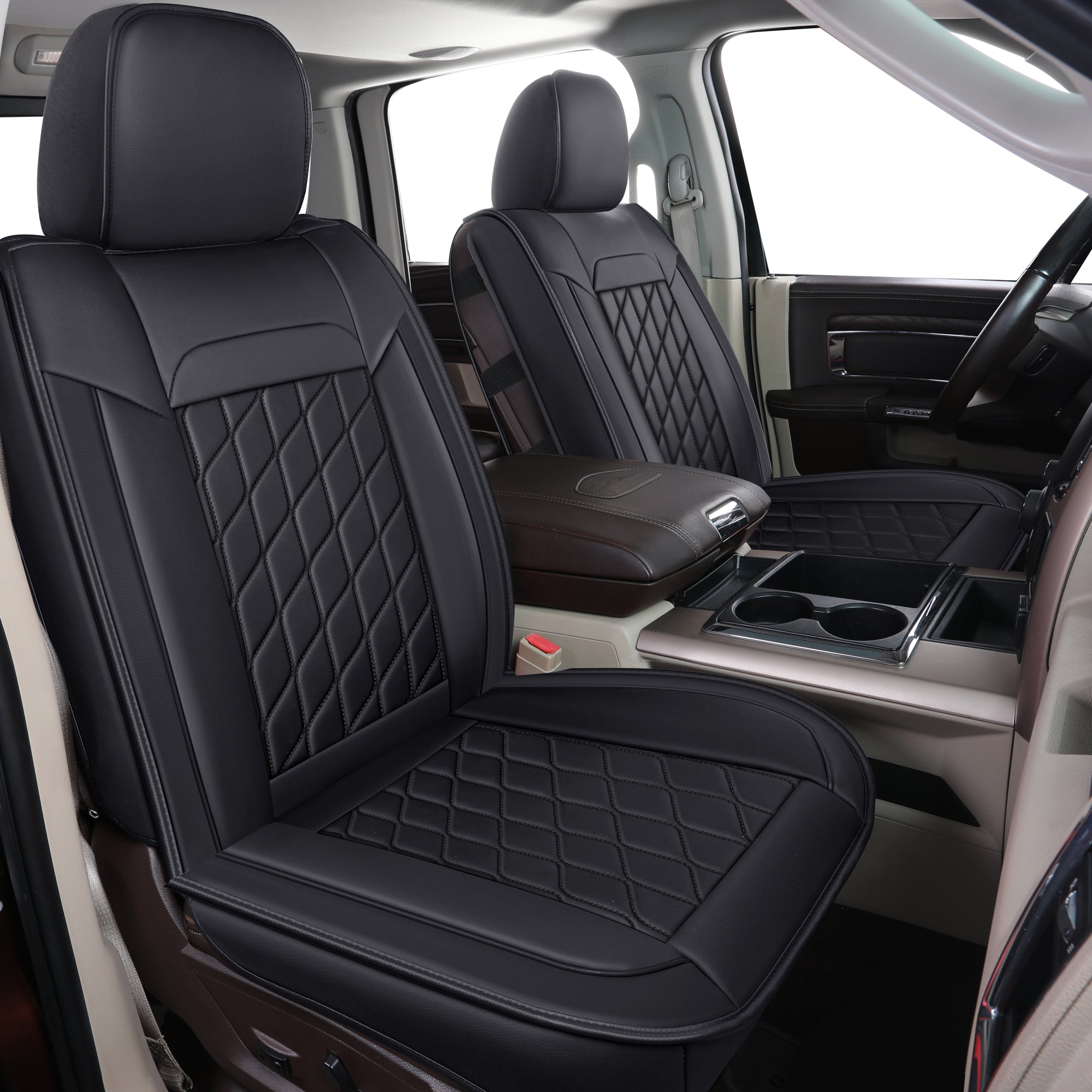 LUCKYMAN CLUB Ram 1500 Seat Covers Front and Back, Also Fit for Minority of The 2006-2020 Ram 2500 3500 Crew Cab& Quad Cab Pickup, with Faux Leather