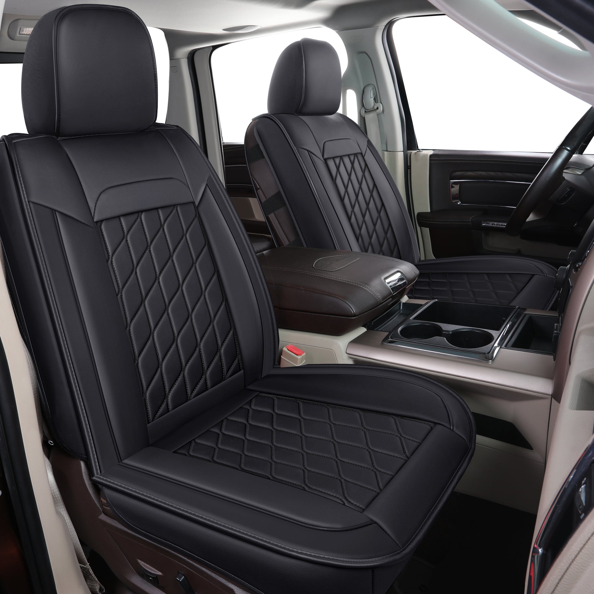 LUCKYMAN CLUB Ram 1500-Sitzbezüge vorn und hinten, auch passend für die Minderheit der 2006-2020 Ram 2500 3500 Crew Cab&Quad Cab Pickup, mit Kunstleder