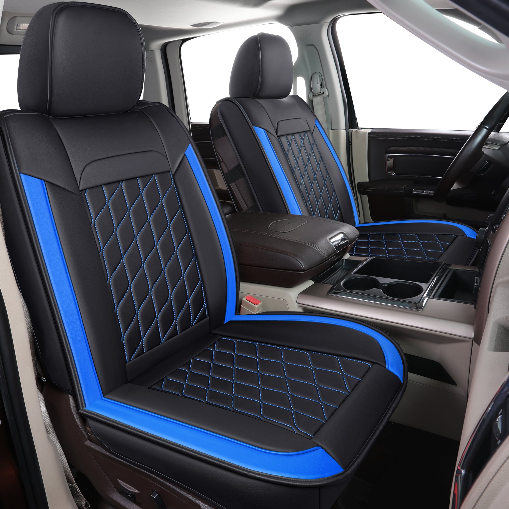 LUCKYMAN CLUB Ram 1500-Sitzbezüge vorn und hinten, auch passend für die Minderheit der 2006-2020 Ram 2500 3500 Crew Cab&Quad Cab Pickup, mit Kunstleder