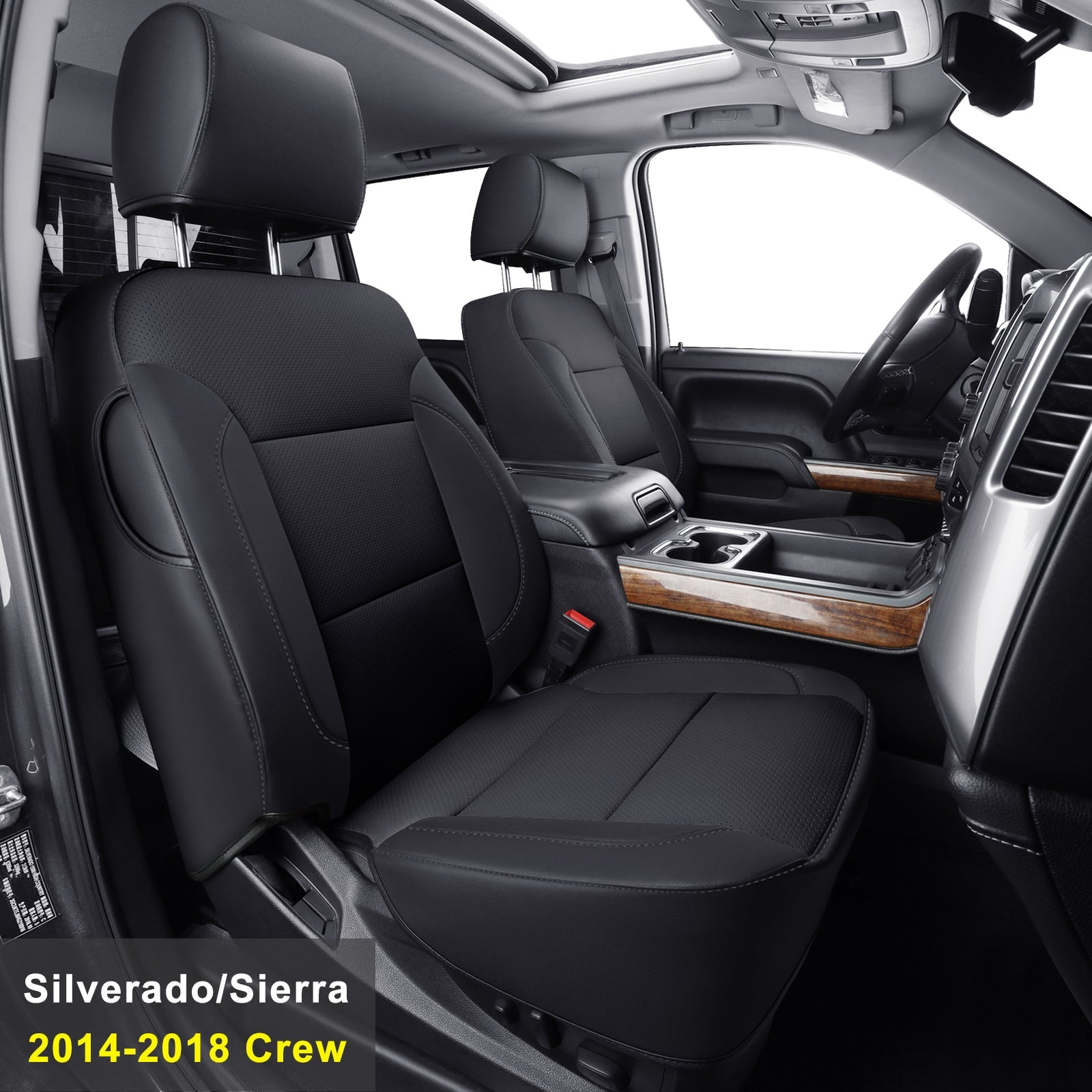 LUCKYMAN CLUB Custom Silverado Seat Covers 2007-2025 Chevrolet Silverado Sierra 1500/2500HD/3500HD crew, all-covered seat covers,dual, extended cab, waterproof leather, , all seasons