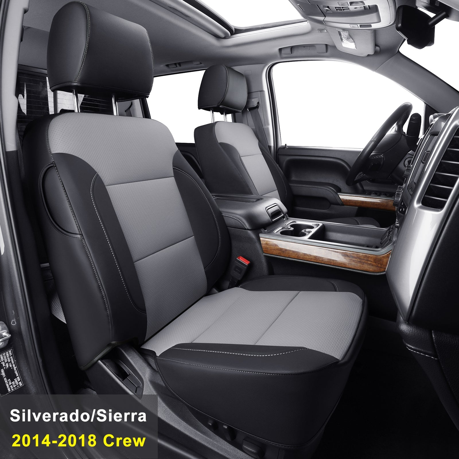 LUCKYMAN CLUB Custom Silverado Seat Covers 2007-2025 Chevrolet Silverado Sierra 1500/2500HD/3500HD crew, all-covered seat covers,dual, extended cab, waterproof leather, , all seasons