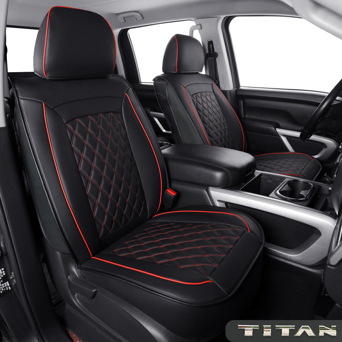 LUCKYMAN CLUB 2018-2025 Titan Seat Covers leather Fit Nissan .SV. PRO-4X. Platinum Reserve .S. SL. Crew Caba and Extended Cab&Regular Cab truck Waterproof seat cover