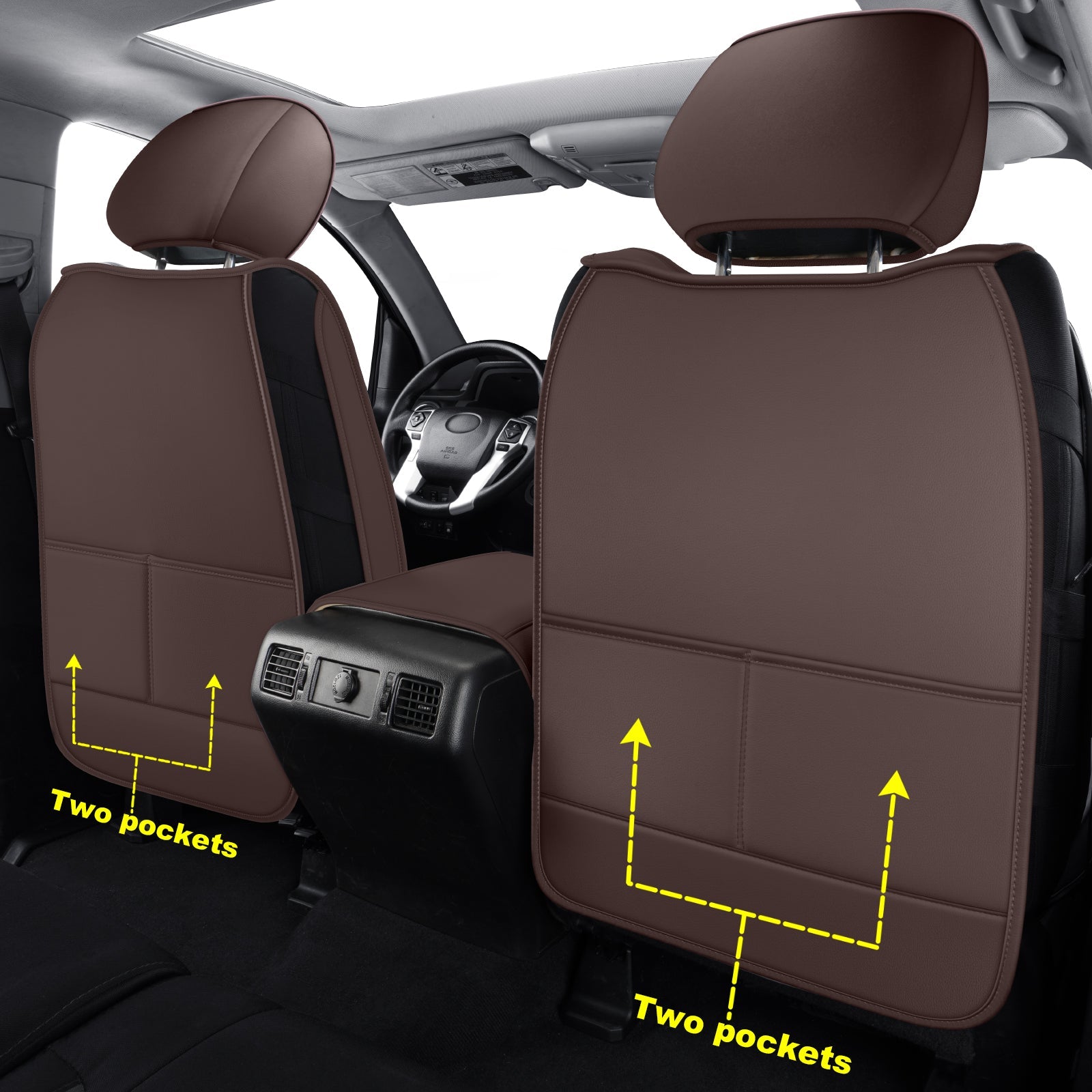 LUCKYMAN CLUB Tundra Seat Covers, Fit 2014-2025 Tundra Full Set Crew/CrewMax Cab, with Waterproof Faux Leather