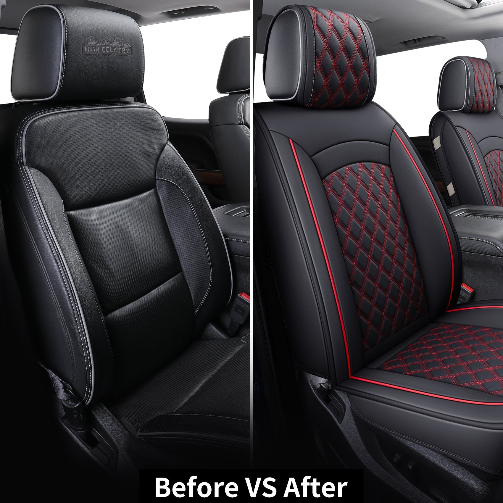 LUCKYMAN CLUB Chevy Silverado GMC Sierra Truck Seat Covers Trail Boss Z71 Pickup 2007-2025 1500 2500HD 3500HD Crew Double Extended Cab Waterproof Leather