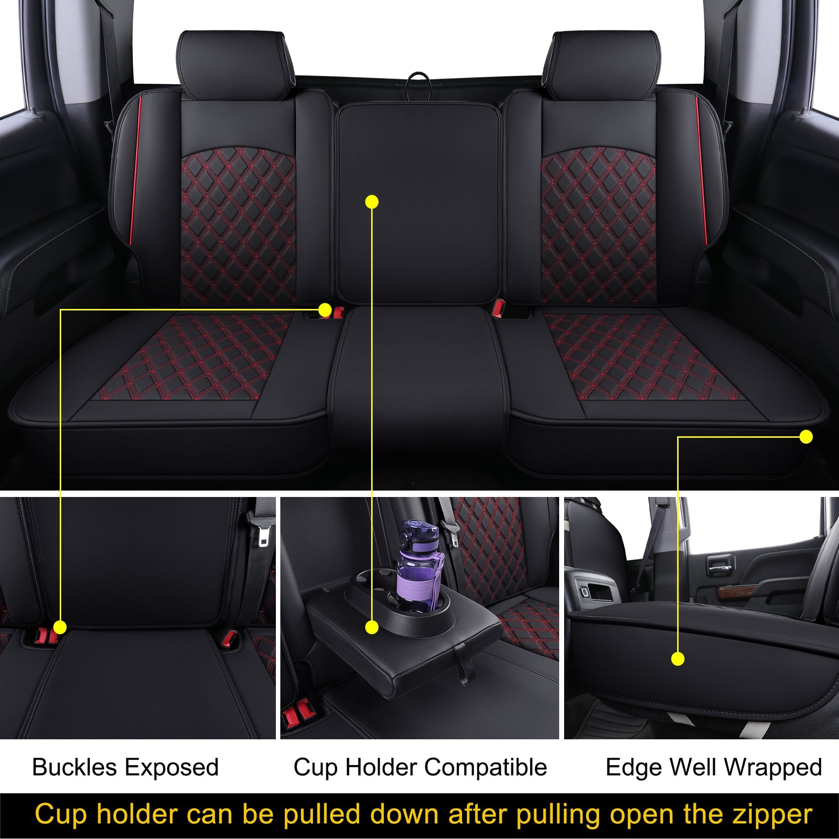 LUCKYMAN CLUB Chevy Silverado GMC Sierra Truck Seat Covers Trail Boss Z71 Pickup 2007-2025 1500 2500HD 3500HD Crew Double Extended Cab Waterproof Leather