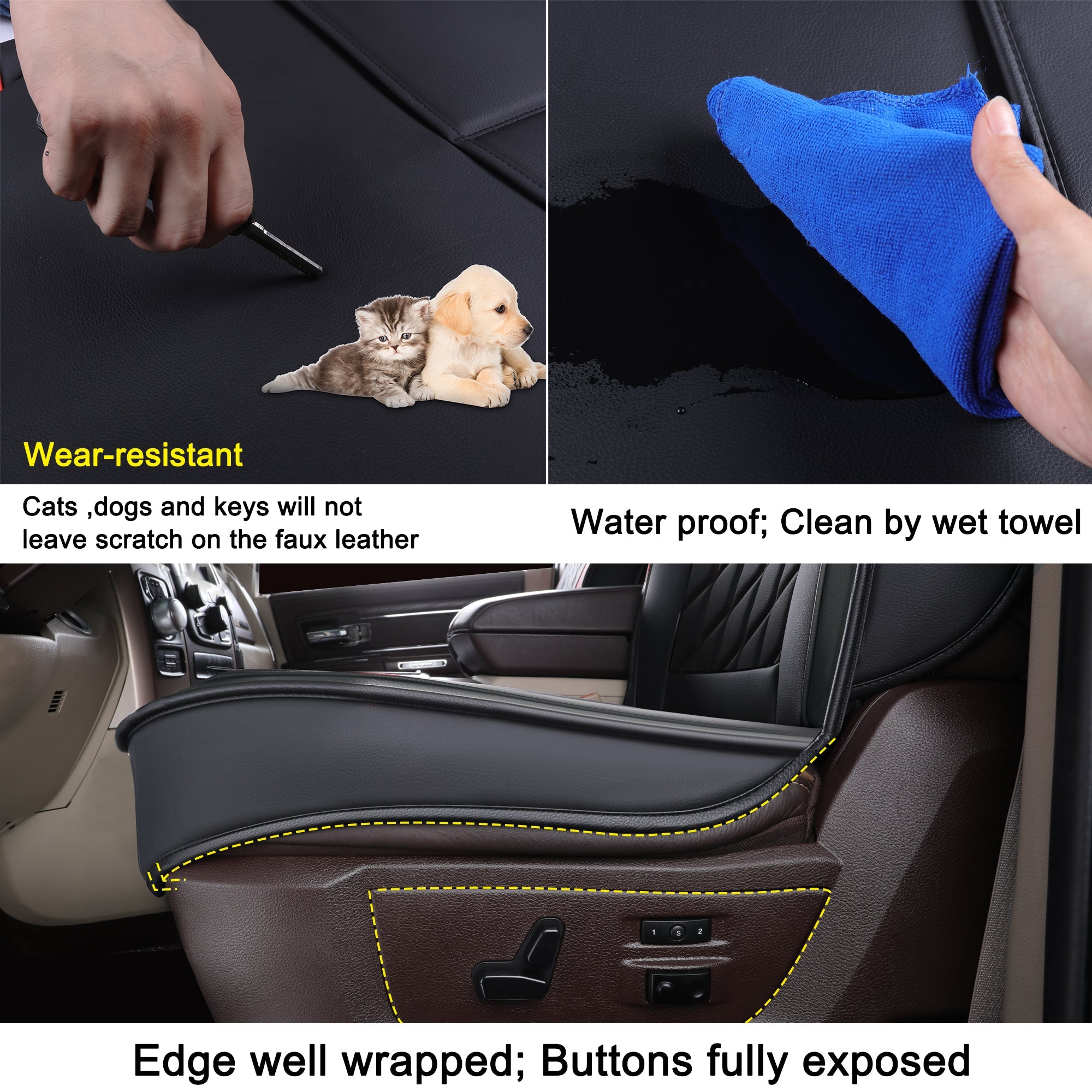 LUCKYMAN CLUB Ram 1500-Sitzbezüge vorn und hinten, auch passend für die Minderheit der 2006-2020 Ram 2500 3500 Crew Cab&Quad Cab Pickup, mit Kunstleder