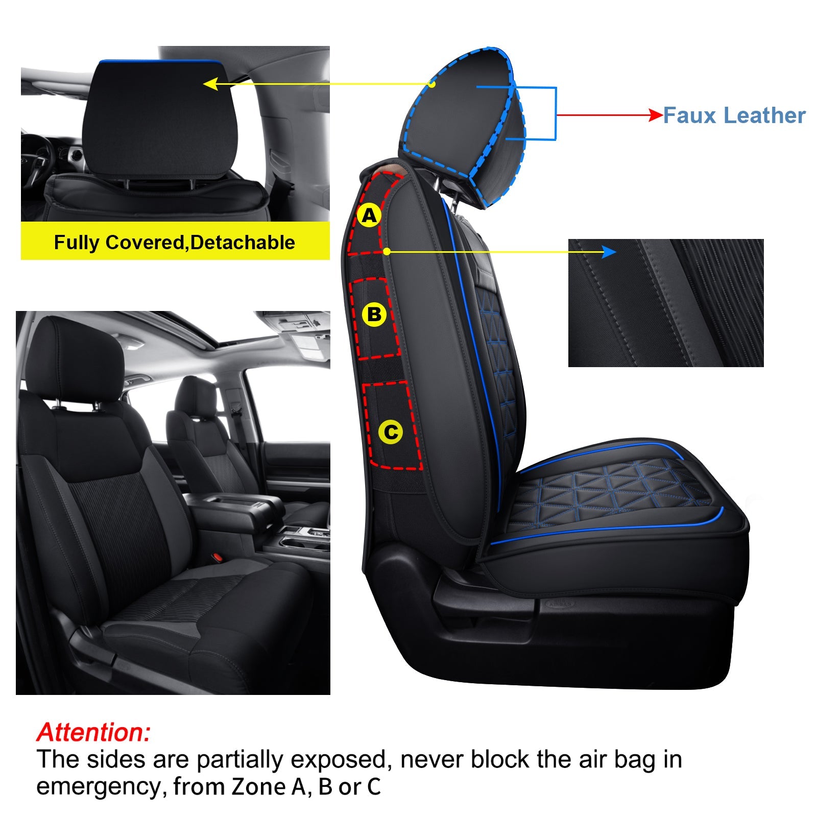 LUCKYMAN CLUB Tundra Seat Covers, Fit 2014-2025 Tundra Full Set Crew/CrewMax Cab, with Waterproof Faux Leather