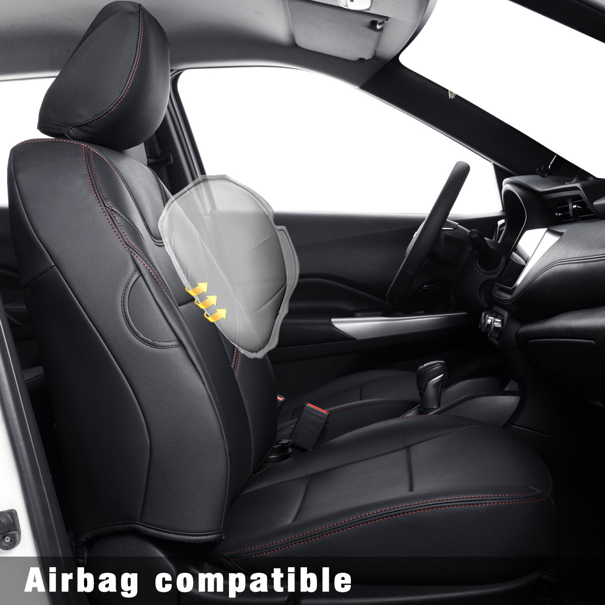 LUCKYMAN CLUB Nissan Kicks Seat Covers Custom,Fit 2018-2024 Kicks Seat Covers SV,SR,S,Front Set,Full Set, Waterproof artificial leather seat cover