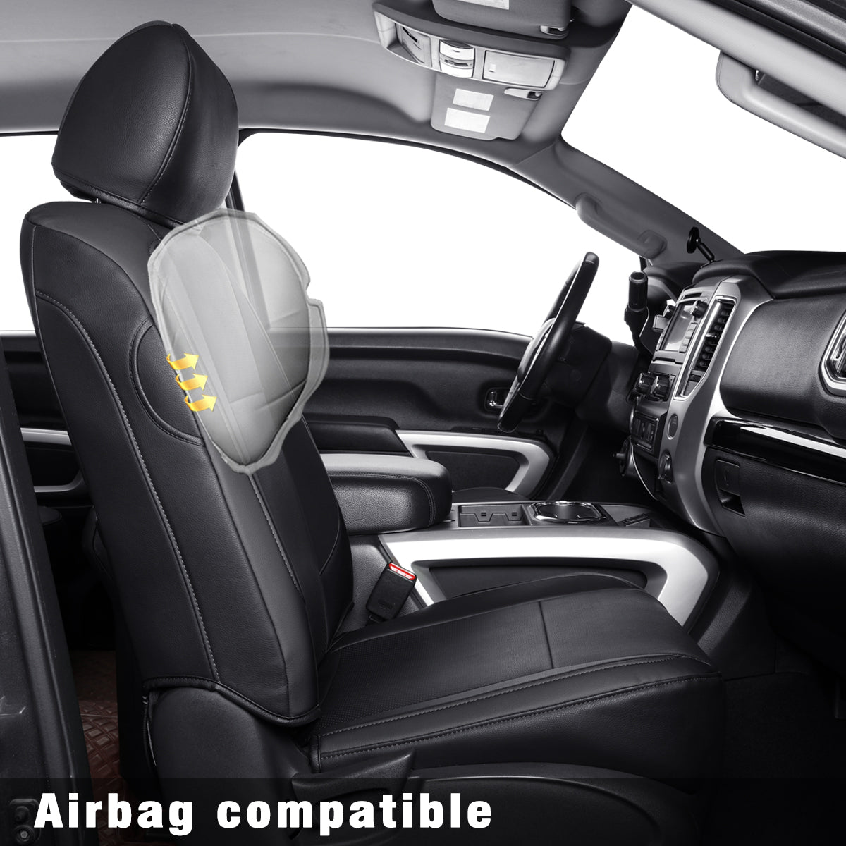 LUCKYMAN CLUB 2018-2025 Titan Seat Covers Waterproof leather Fit Nissan SV PRO-4X Platinum Reserve S SL Crew Caba and Extended Cab&Regular Cab truck seat cover