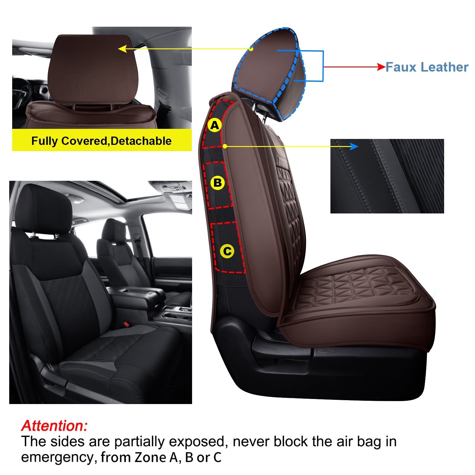 LUCKYMAN CLUB Tundra Seat Covers, Fit 2014-2025 Tundra Full Set Crew/CrewMax Cab, with Waterproof Faux Leather