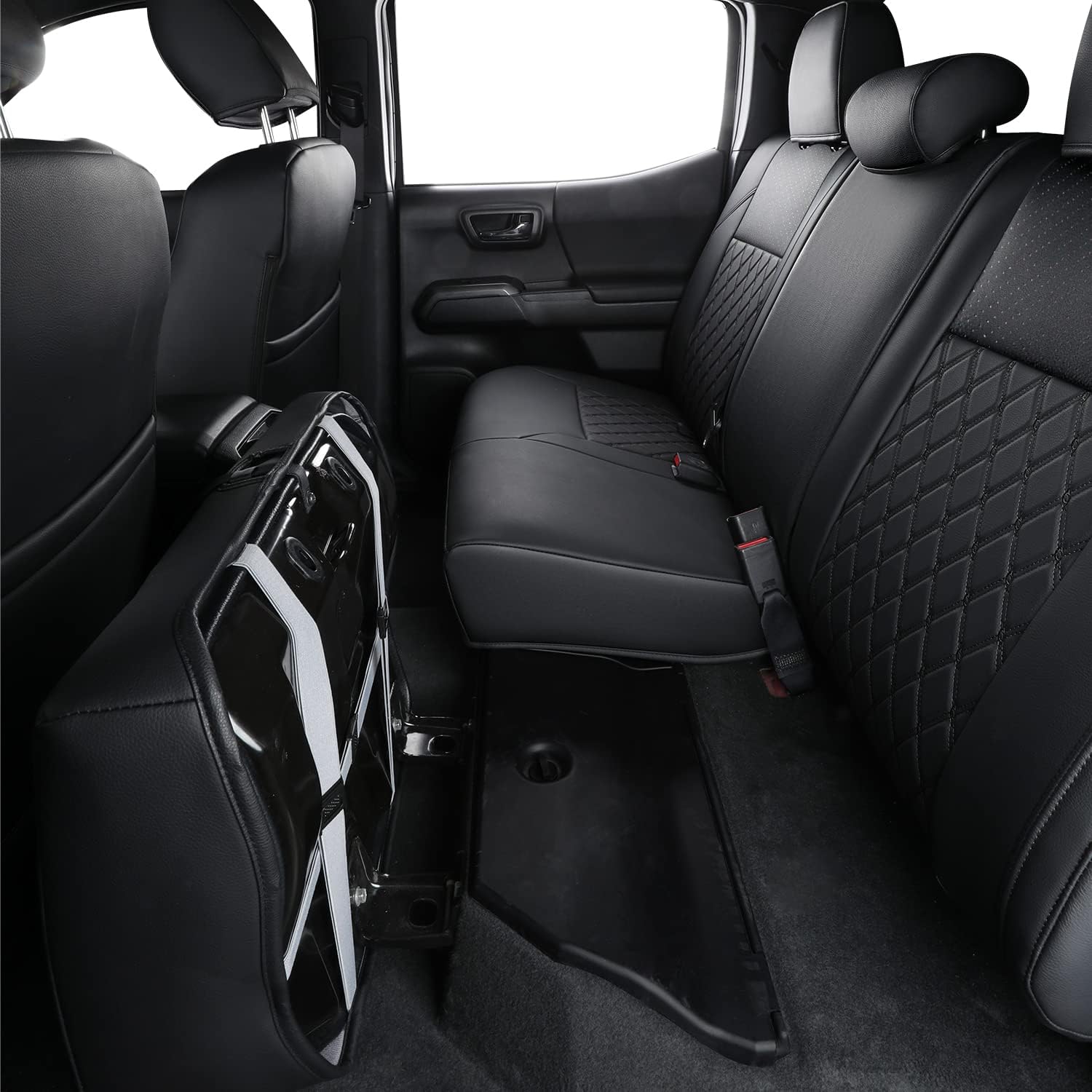 LUCKYMAN CLUB Tacoma Full-Set Seat Covers Fit Tacoma 2016 2017 2018 2019 2020 2021 2022 2023 Double/Crew Cab Only, with Faux Leather