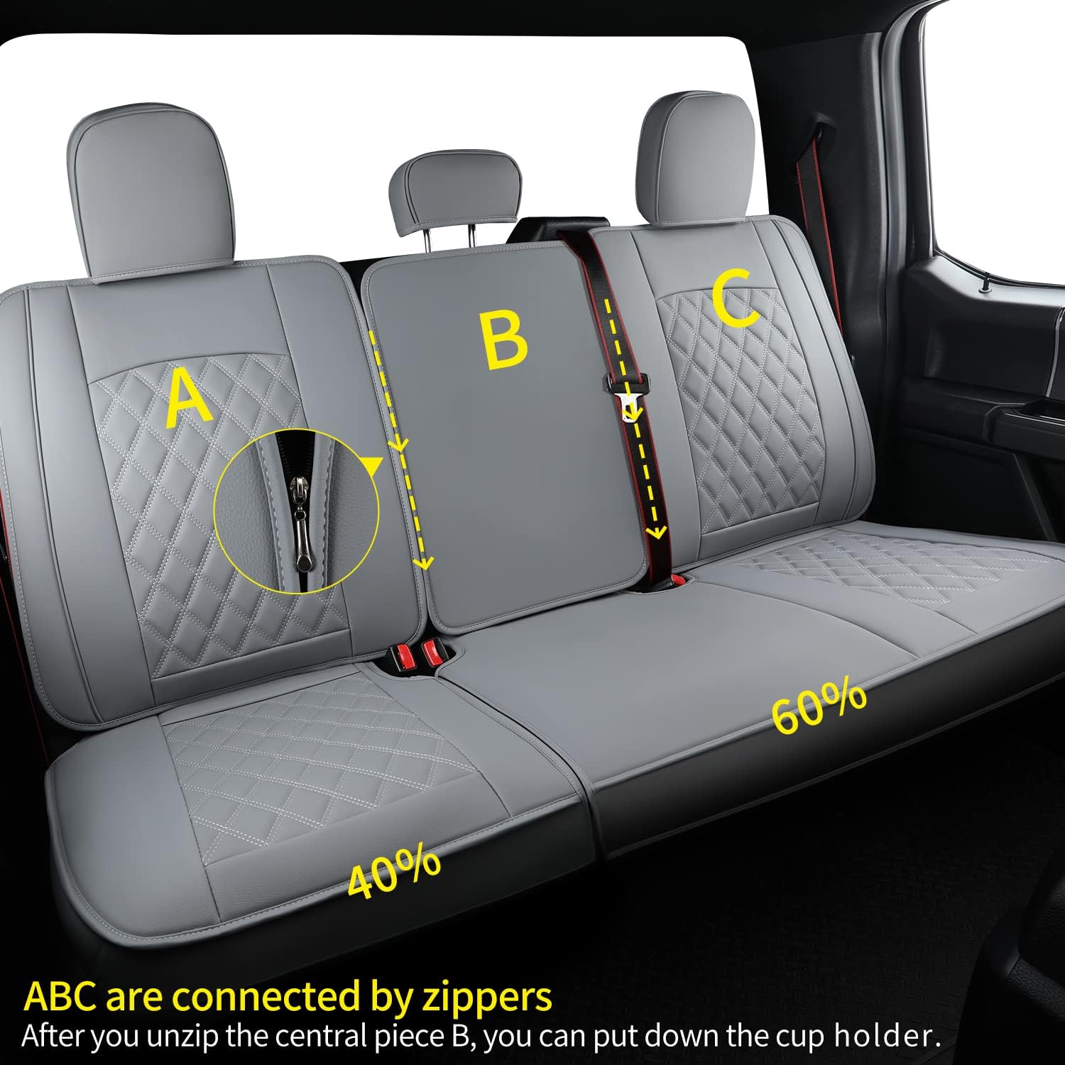 LUCKYMAN CLUB F150 Fauxledaj Sidlokoj Konvenaj por 2015-2024 F150 SuperCrew kaj 2017-2024 F250 F350 F450 Super Duty Crew Cab Pickup Trucks