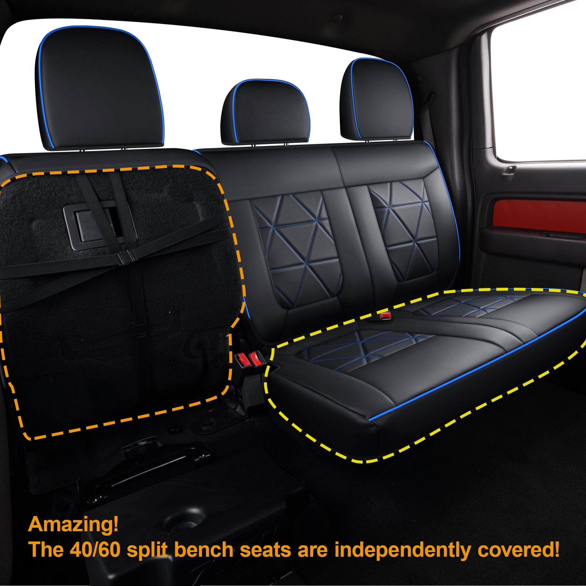 LUCKYMAN CLUB Ford F150 Seat Covers,For 2009-2014 F150 CrewCab 2011-2016 F250 F350 Waterproof faux leather All seasons are good Free delivery