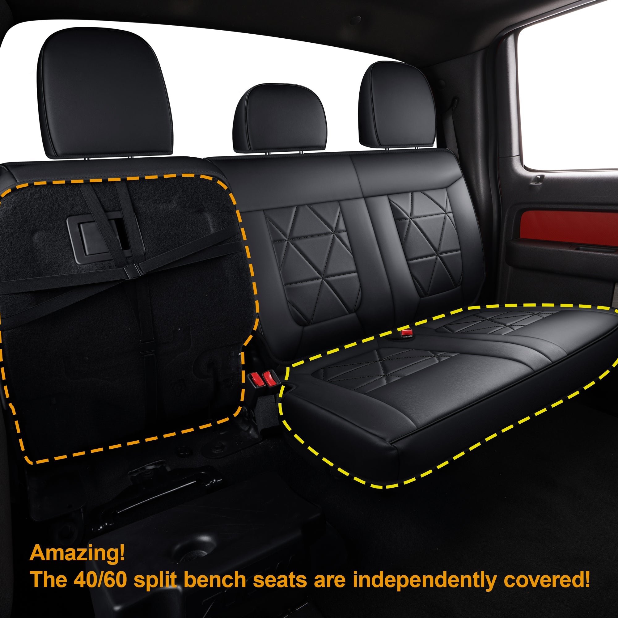 LUCKYMAN CLUB Ford F150 Seat Covers,For 2009-2014 F150 CrewCab 2011-2016 F250 F350 Waterproof faux leather All seasons are good Free delivery