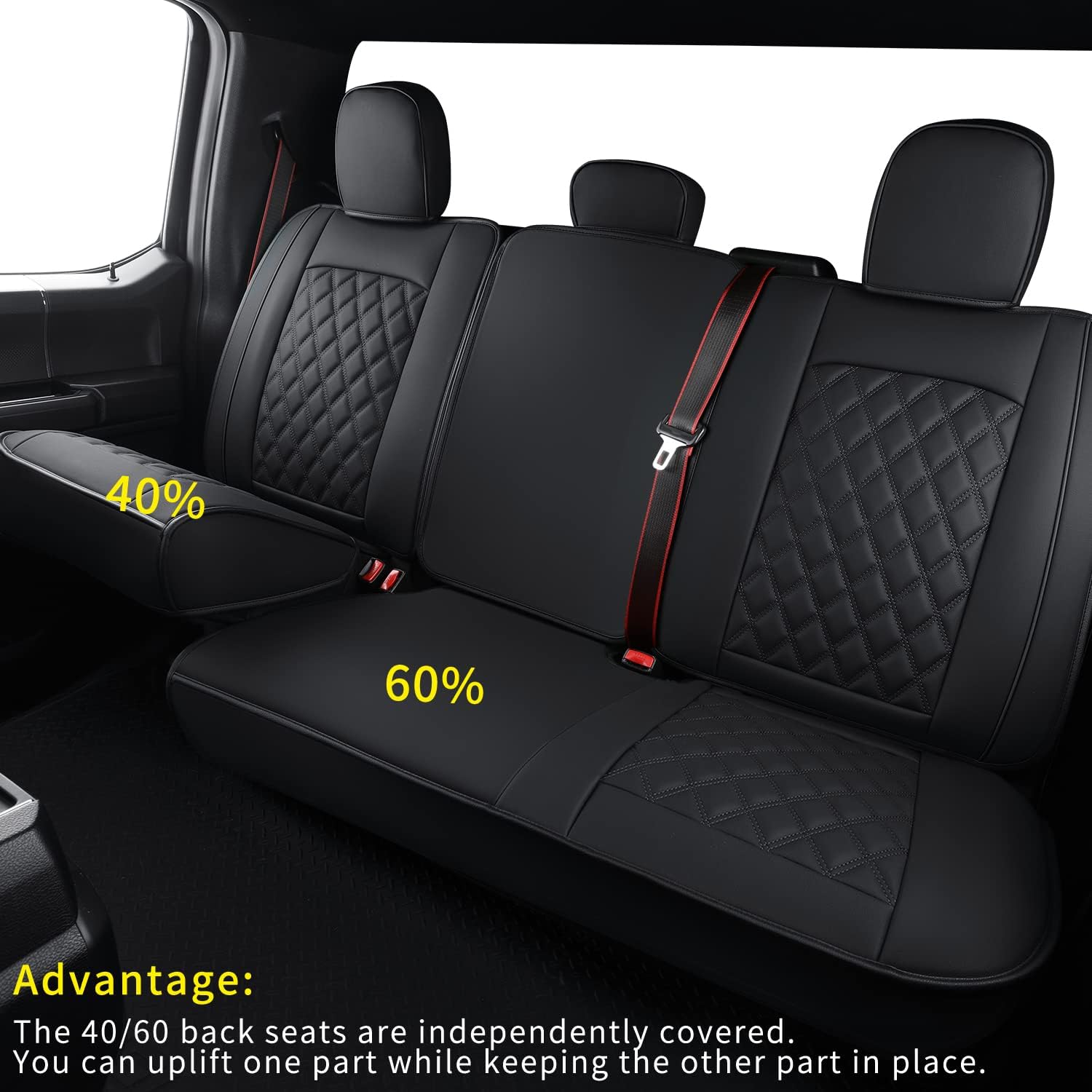 LUCKYMAN CLUB F150 Fauxledaj Sidlokoj Konvenaj por 2015-2024 F150 SuperCrew kaj 2017-2024 F250 F350 F450 Super Duty Crew Cab Pickup Trucks