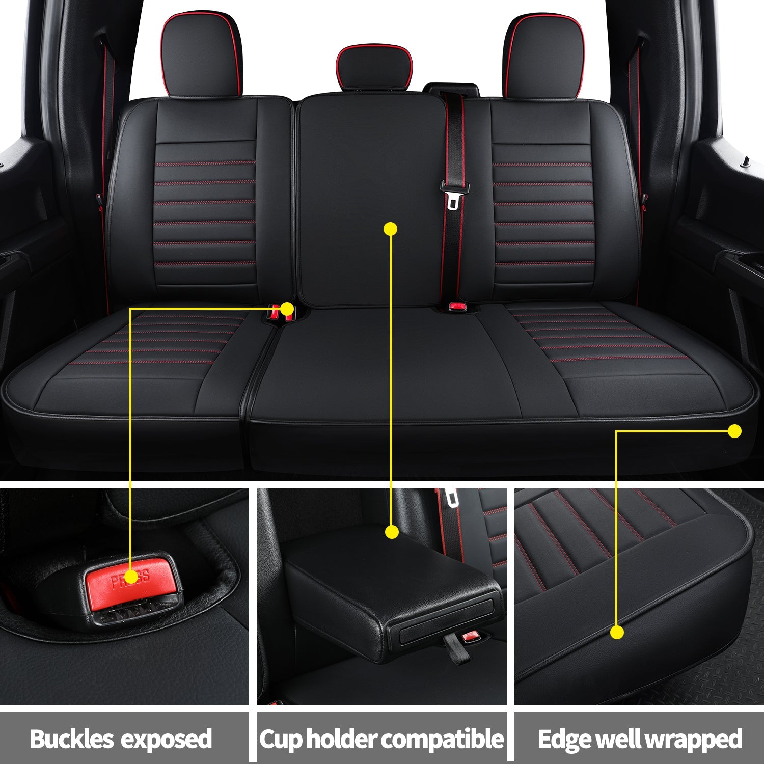 LUCKYMAN CLUB F150 Sidlokokovriloj Plena Aro kun Akvorezista Ledo, Aŭta Veturila Kusenkovrilo por Aŭtoj SUV Pick-up Kamiono Konvena por 2009 ĝis 2024 Ford F150 Carhartt kaj 2017 ĝis 2023 F250 F350 F450