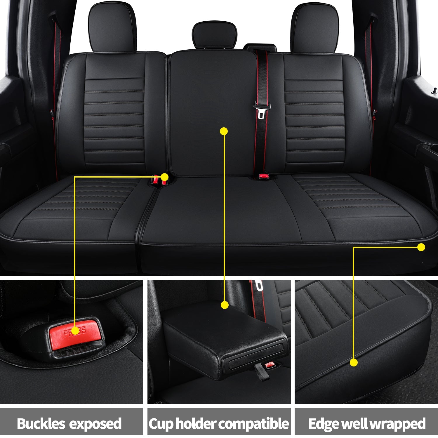 LUCKYMAN CLUB F150 Sidlokokovriloj Plena Aro kun Akvorezista Ledo, Aŭta Veturila Kusenkovrilo por Aŭtoj SUV Pick-up Kamiono Konvena por 2009 ĝis 2024 Ford F150 Carhartt kaj 2017 ĝis 2023 F250 F350 F450