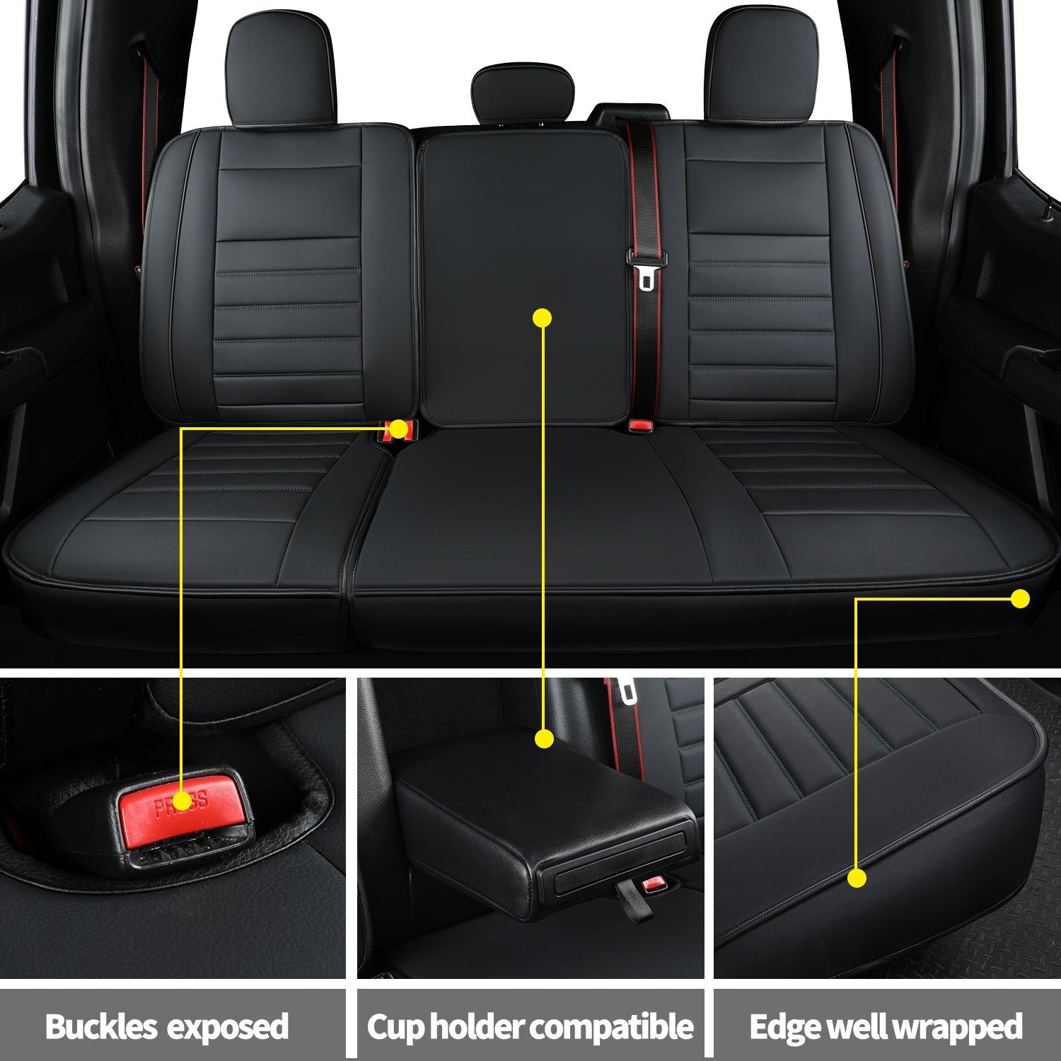 LUCKYMAN KLUBO Por F150 Faux-Ledaj Sidlokoj, Por F150 2009-2024 Super Crew Super Cab Regular Cab 2017-2023 Por F250 F350 F450 Super Duty Crew Cab