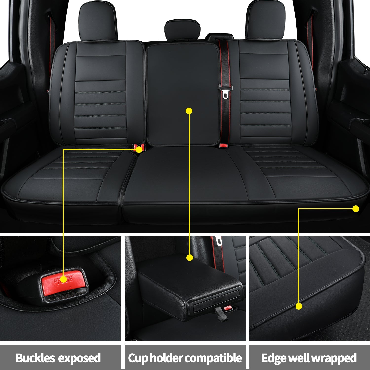 LUCKYMAN KLUBO Por F150 Faux-Ledaj Sidlokoj, Por F150 2009-2024 Super Crew Super Cab Regular Cab 2017-2023 Por F250 F350 F450 Super Duty Crew Cab
