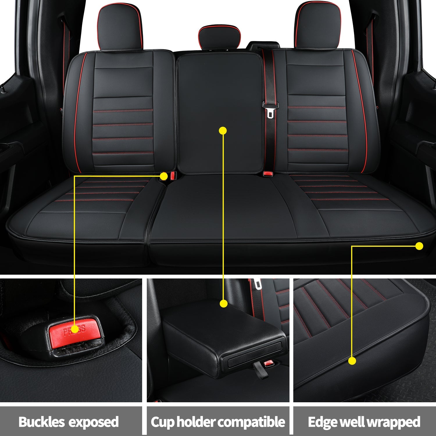 LUCKYMAN KLUBO Por F150 Faux-Ledaj Sidlokoj, Por F150 2009-2024 Super Crew Super Cab Regular Cab 2017-2023 Por F250 F350 F450 Super Duty Crew Cab