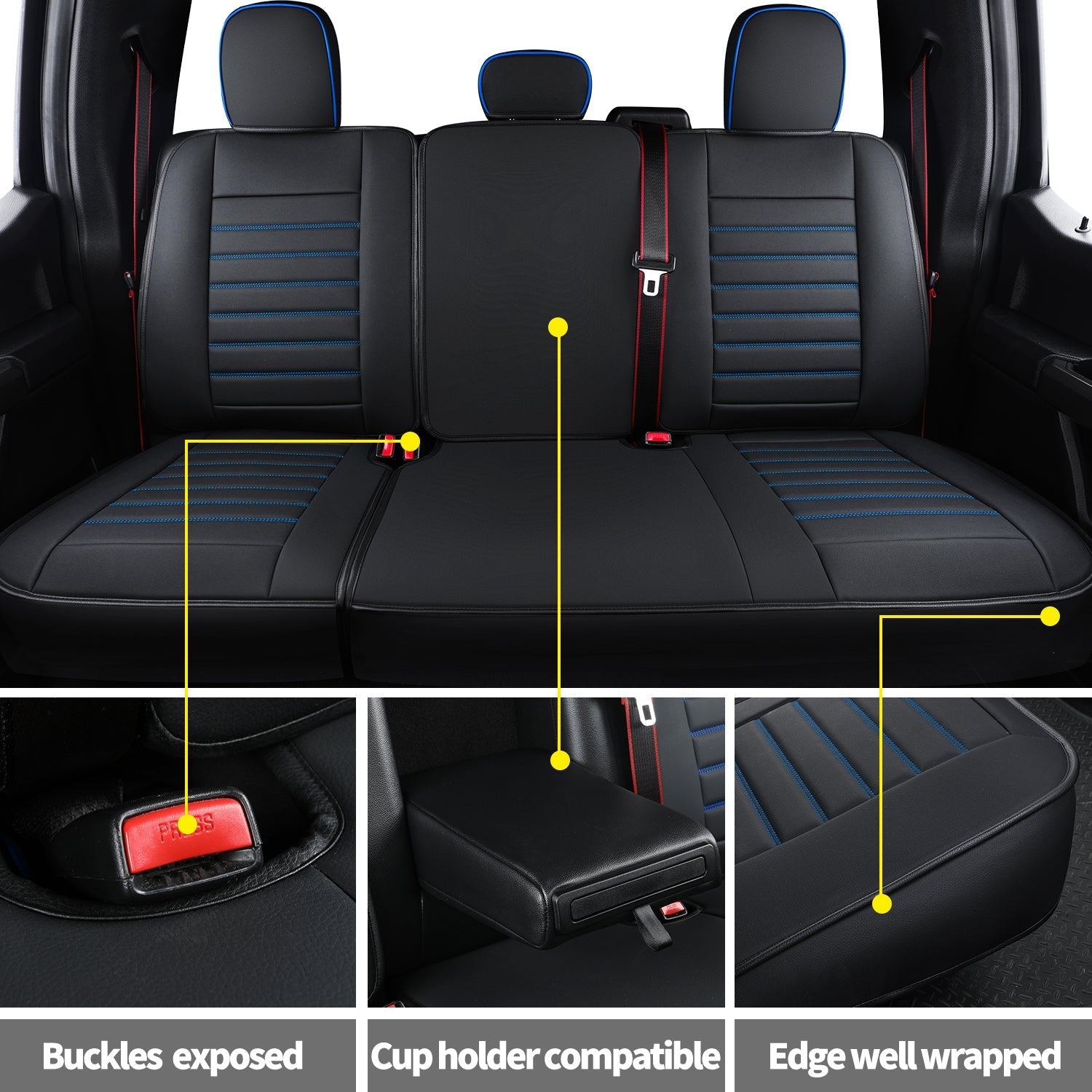 LUCKYMAN CLUB F150 Sidlokokovriloj Plena Aro kun Akvorezista Ledo, Aŭta Veturila Kusenkovrilo por Aŭtoj SUV Pick-up Kamiono Konvena por 2009 ĝis 2024 Ford F150 Carhartt kaj 2017 ĝis 2023 F250 F350 F450