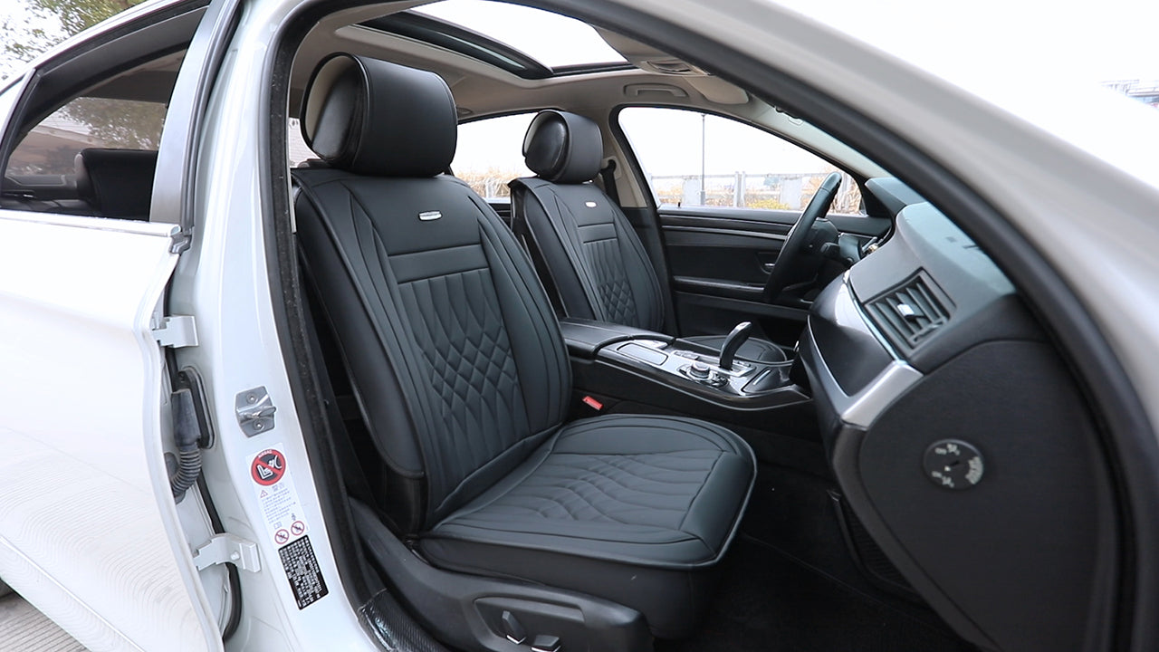 LUCKYMAN CLUB 5 Car Seat Covers Full Set with Waterproof Leather Universal Fit for Elantra Sonata Sportage RAV4 CRV Altima Accord Chevy Equinox