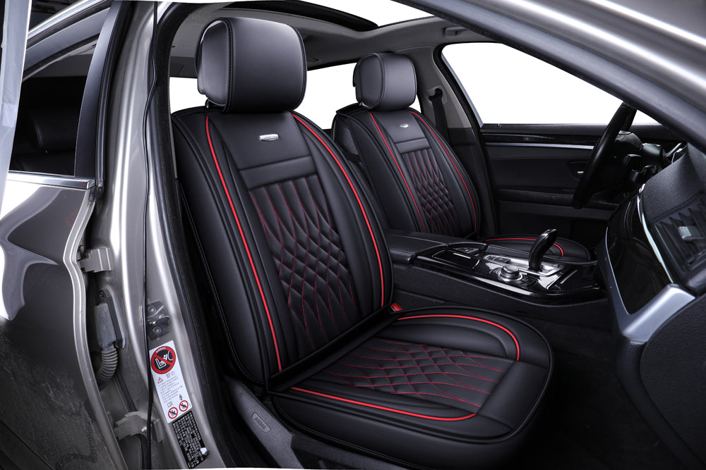 LUCKYMAN CLUB 5 Car Seat Covers Full Set with Waterproof Leather Universal Fit for Elantra Sonata Sportage RAV4 CRV Altima Accord Chevy Equinox