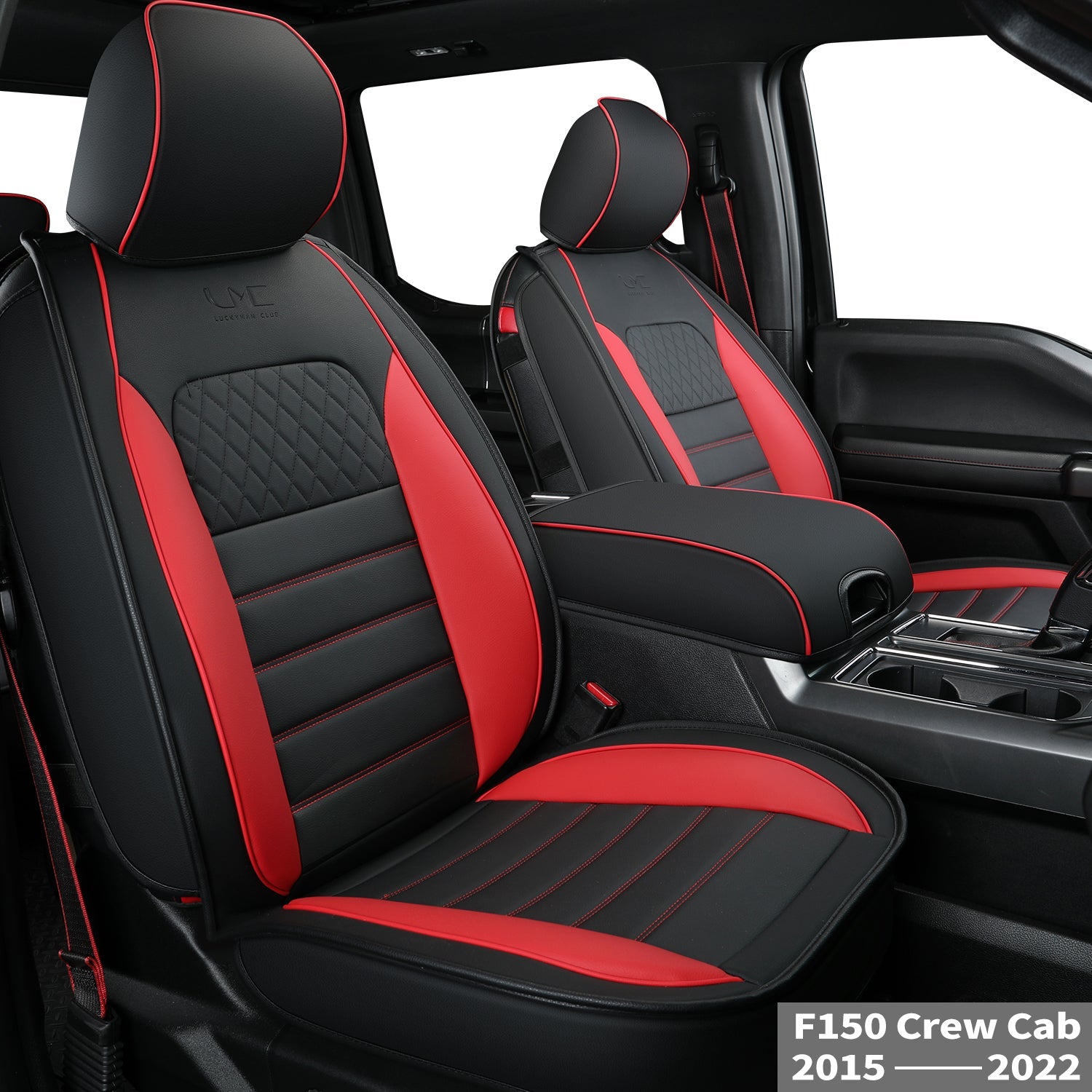 LUCKYMAN KLUBO Por F150 Faux-Ledaj Sidlokoj, Por F150 2009-2024 Super Crew Super Cab Regular Cab 2017-2023 Por F250 F350 F450 Super Duty Crew Cab