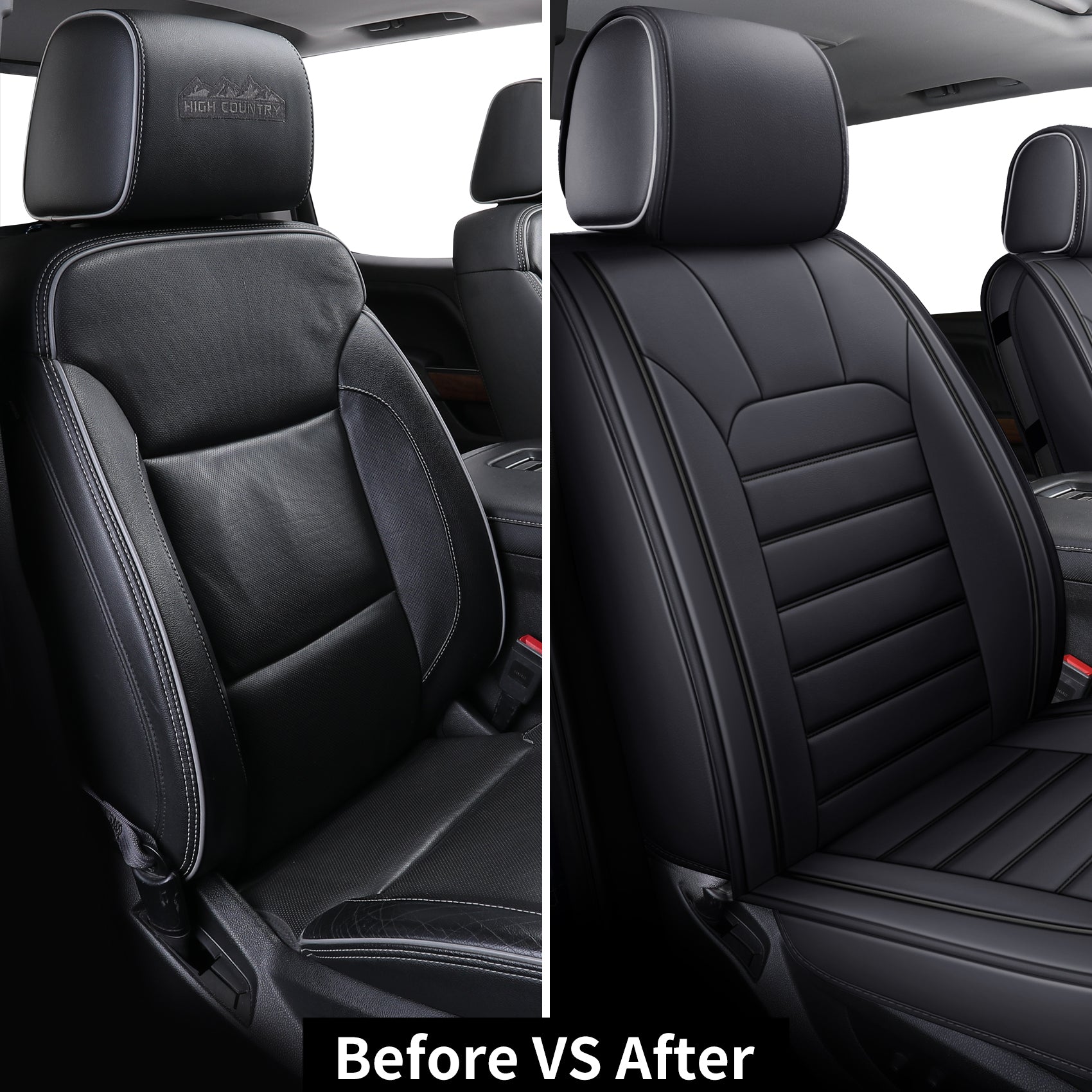 LUCKYMAN CLUB Silverado-Sitzbezüge passend für 2007–2024 Chevy Silverado Sierra 1500/2500 HD / 3500 HD Crew, Double, Extended Cab mit wasserdichtem Kunstleder