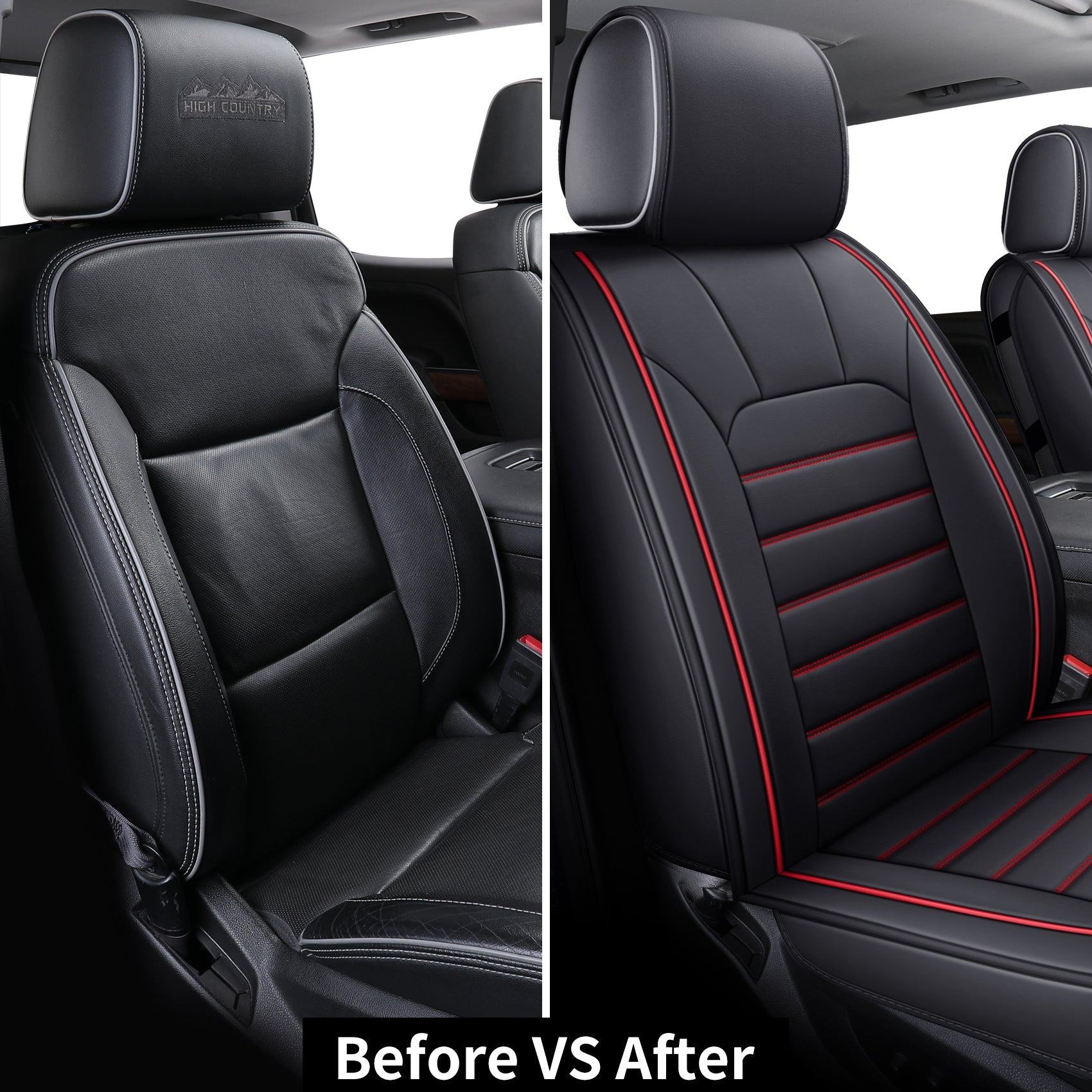 LUCKYMAN CLUB Silverado-Sitzbezüge passend für 2007–2024 Chevy Silverado Sierra 1500/2500 HD / 3500 HD Crew, Double, Extended Cab mit wasserdichtem Kunstleder