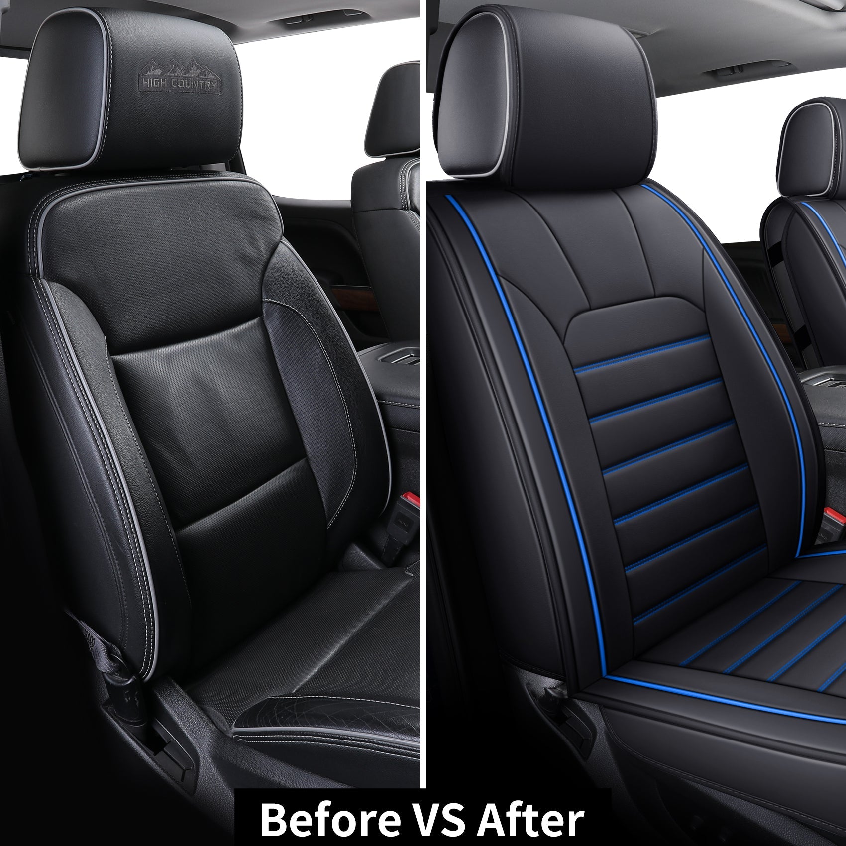 LUCKYMAN CLUB Silverado-Sitzbezüge passend für 2007–2024 Chevy Silverado Sierra 1500/2500 HD / 3500 HD Crew, Double, Extended Cab mit wasserdichtem Kunstleder